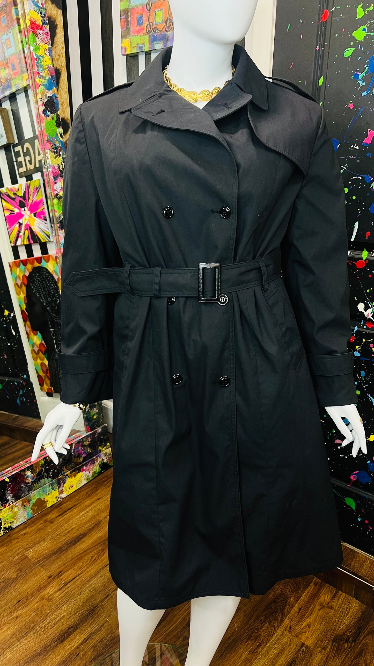 Vintage Black Trench Coat (22)