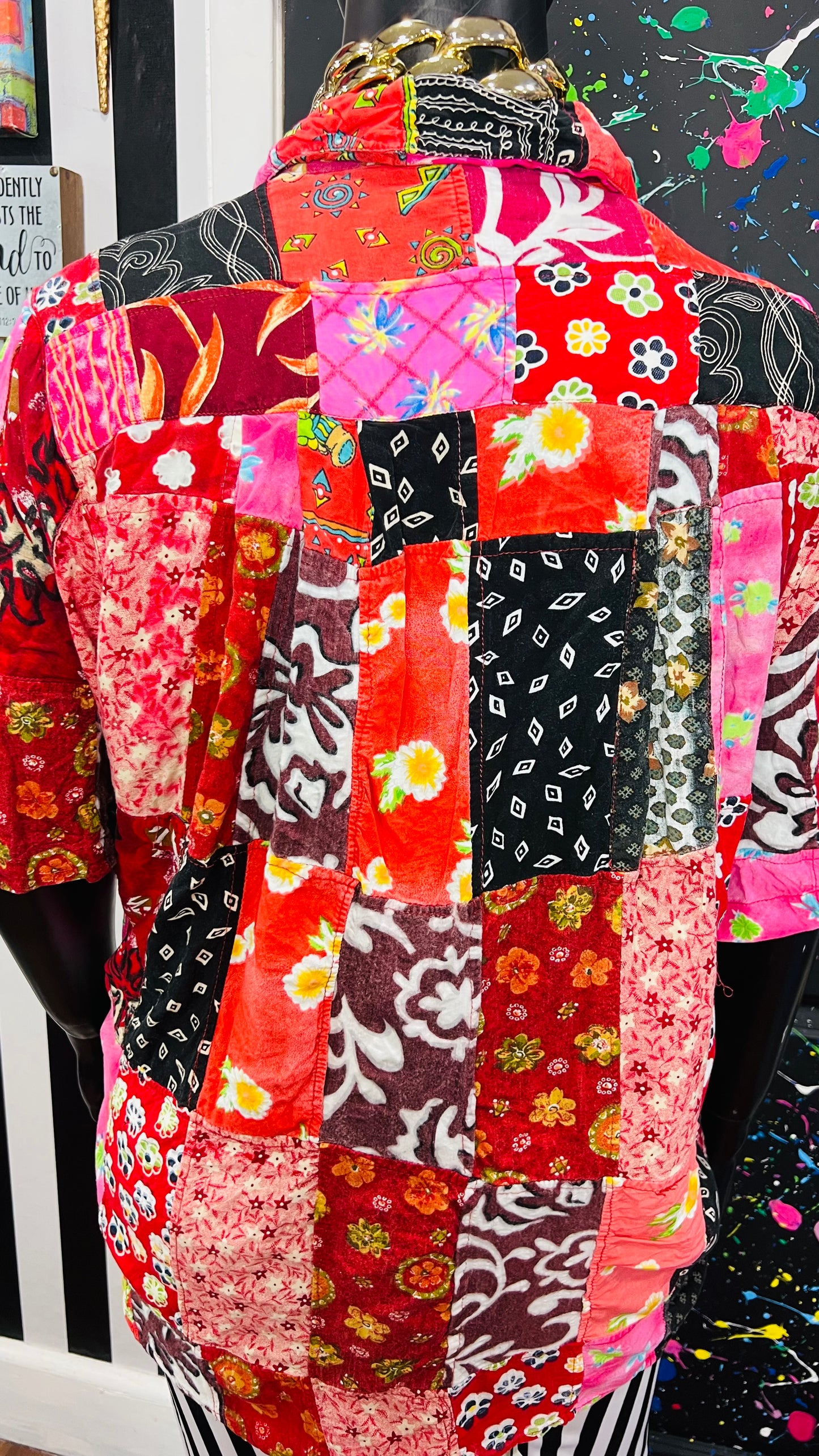 Vintage Rayon Patchwork Blouse (24/26)