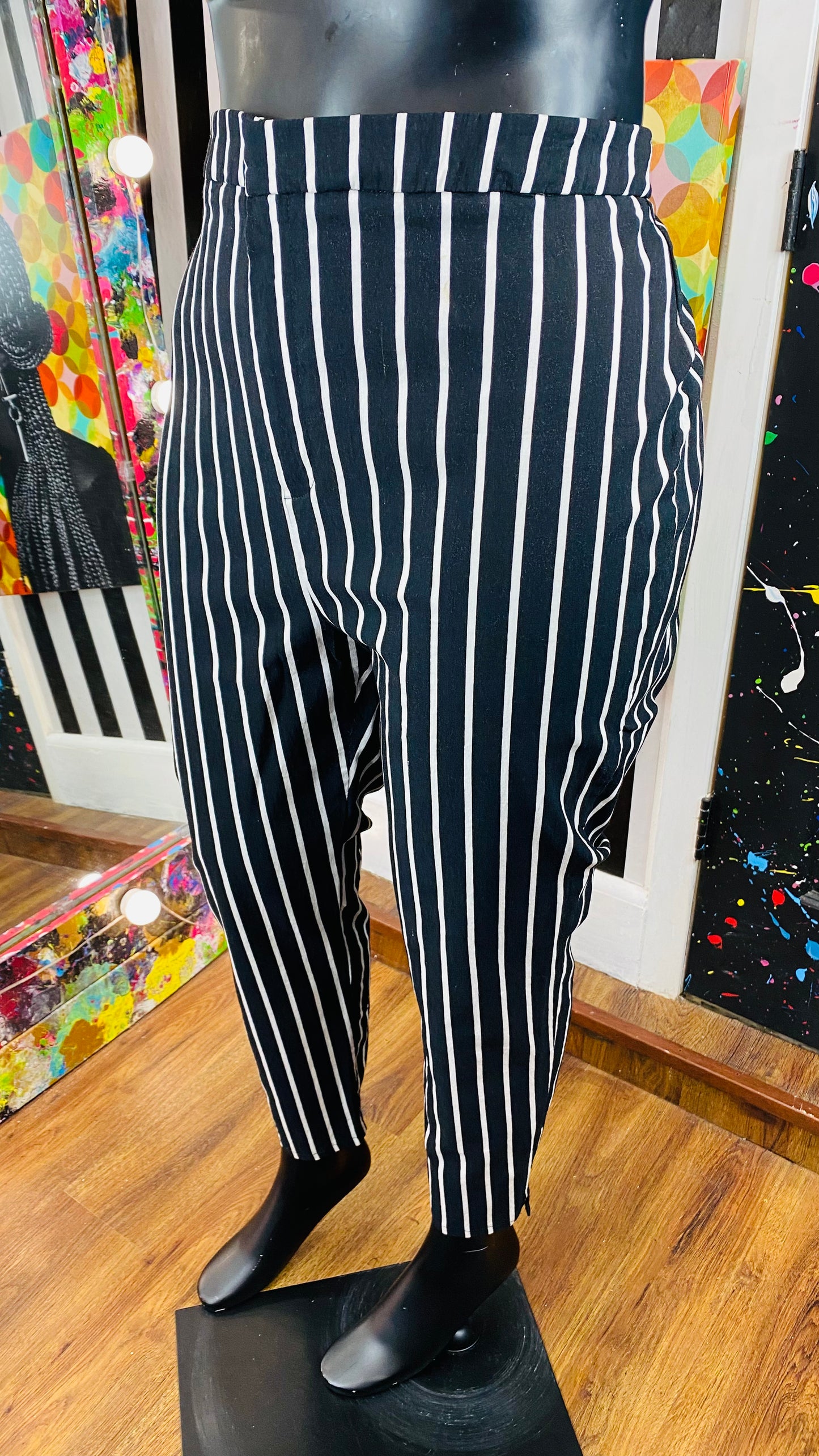 B&W Striped Stretch Pants