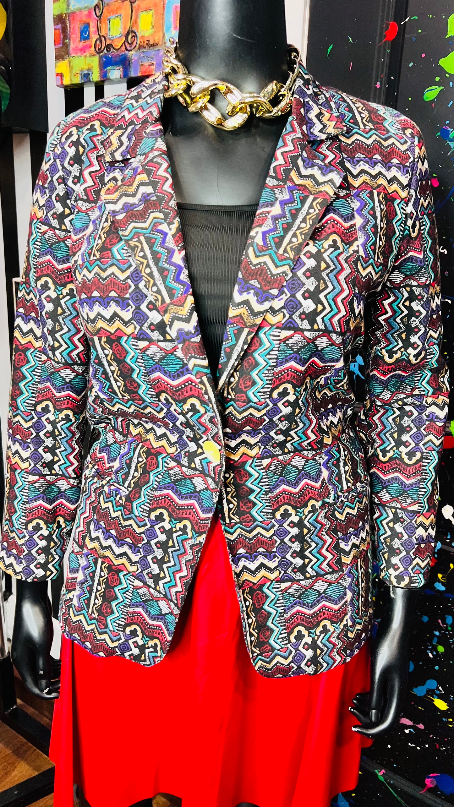 Vintage Tribal Print Blazer (14)
