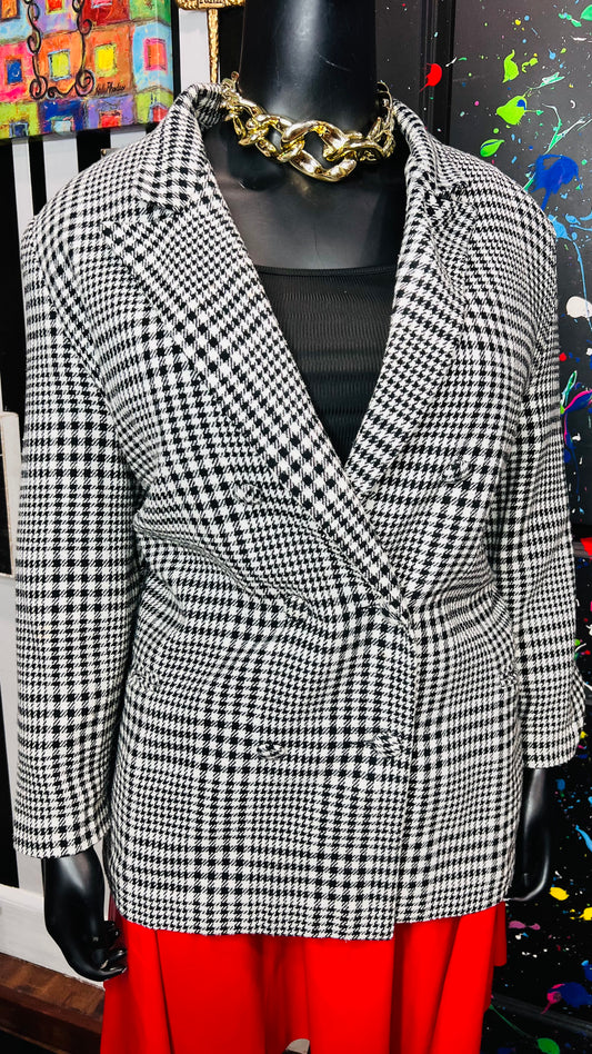 Vintage Diana Marco Houndstooth Blazer (24 1/2)