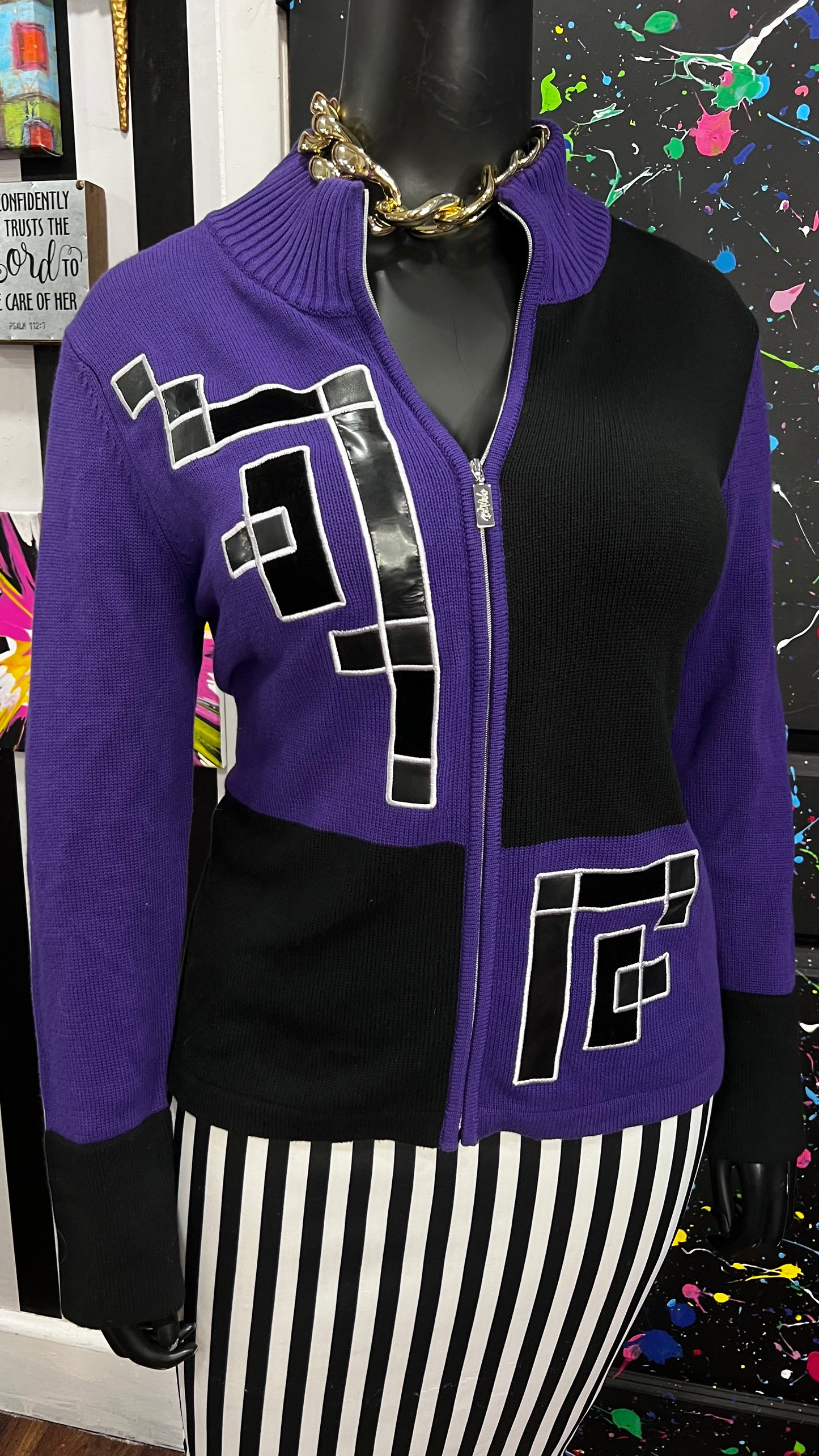 Vintage Bob Mackie Zip Up Sweater Deadstock New w/ Tags (16)