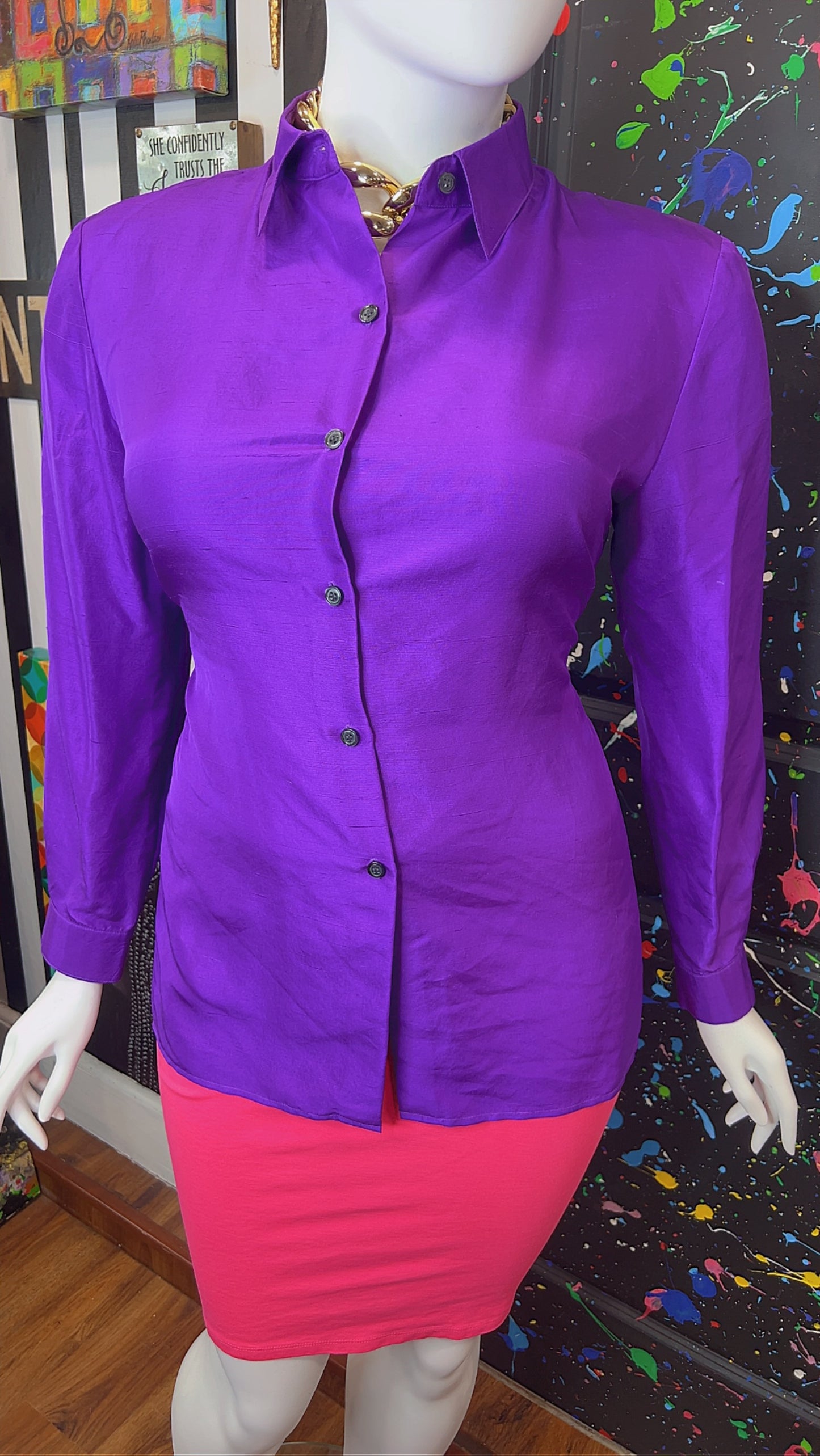 Vintage Purple Silk Blouse (18)