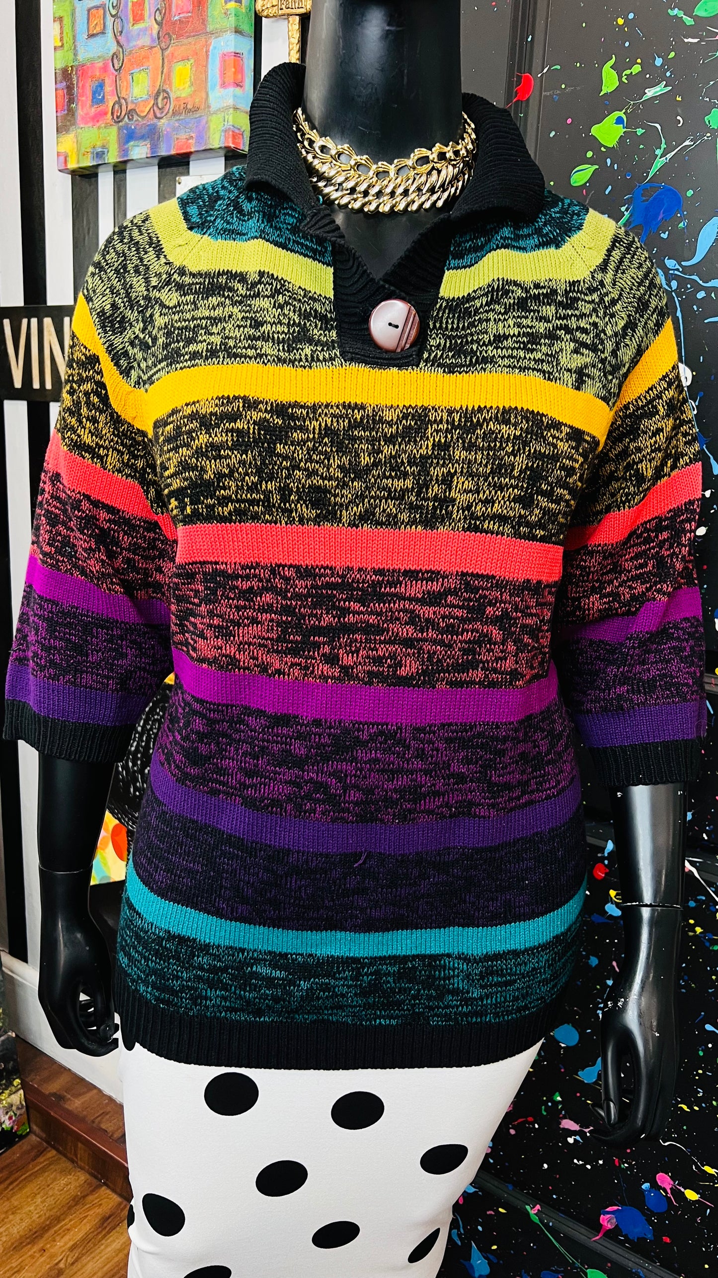 Vintage Rainbow Knit Sweater (OS)