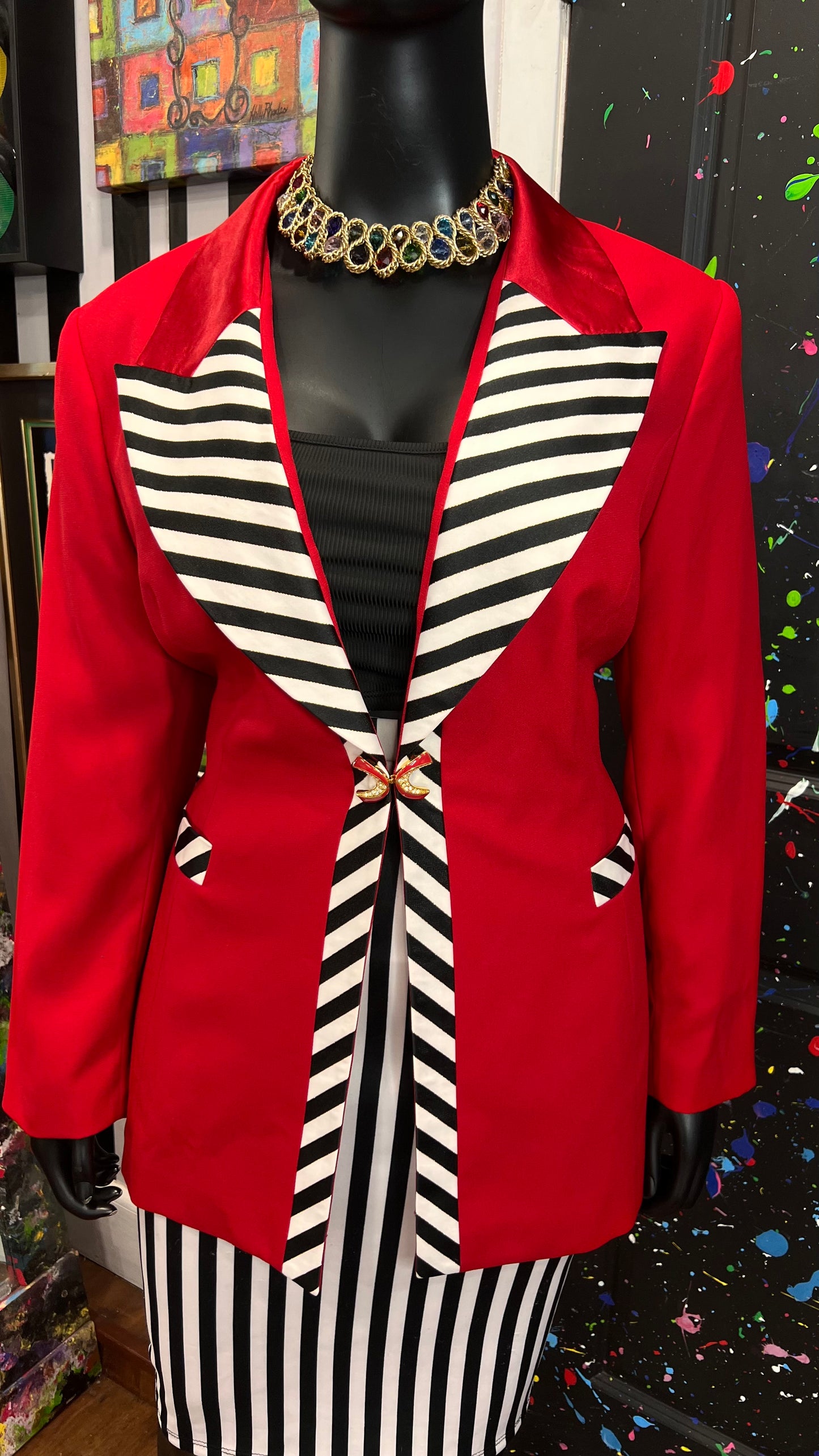 Vintage Red & Striped Blazer (22)