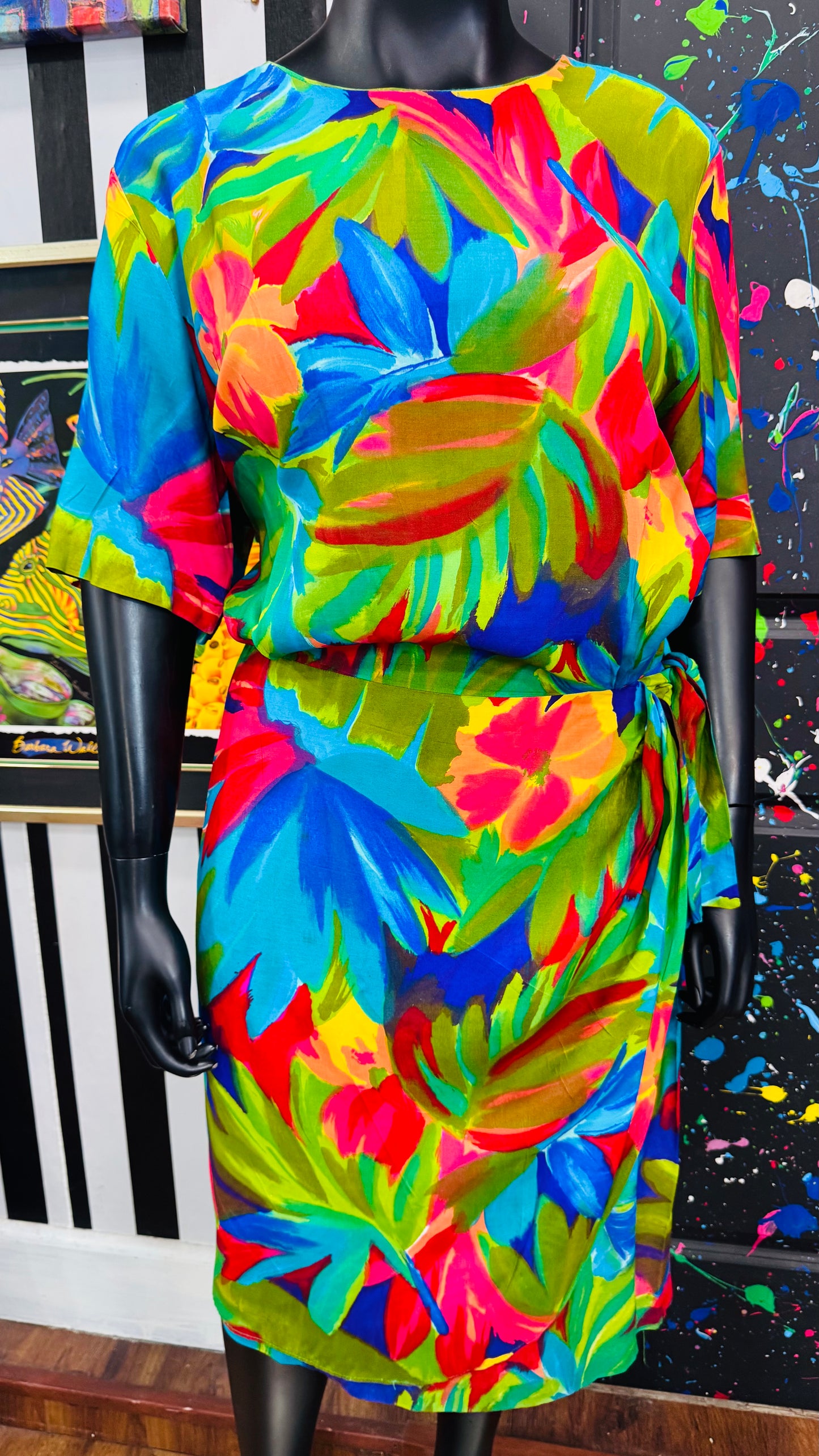 Vintage Rayon Floral Wrap Dress (24)