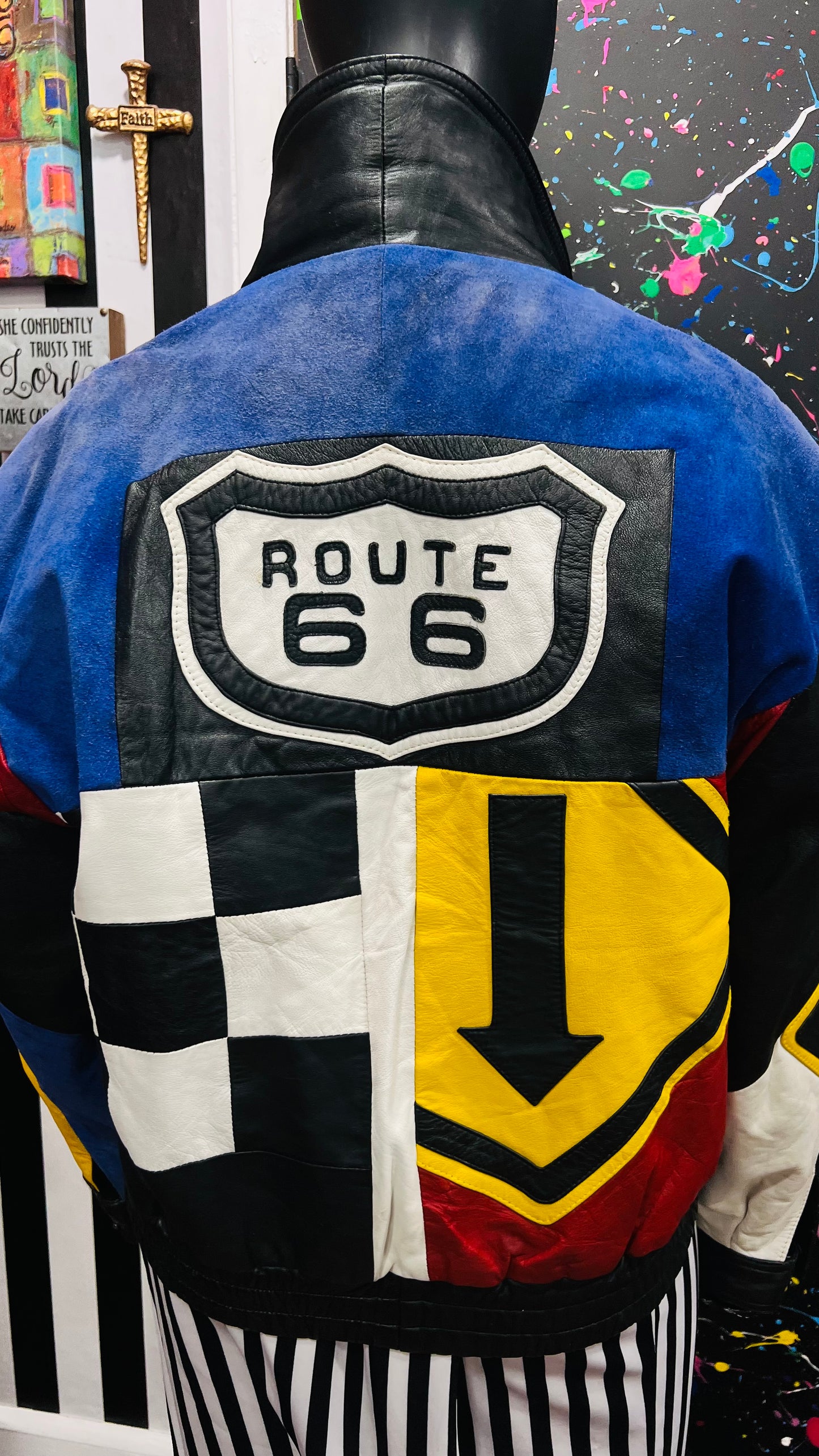 Vintage Genuine Leather & Suede Road Sign Jacket (22) *KC