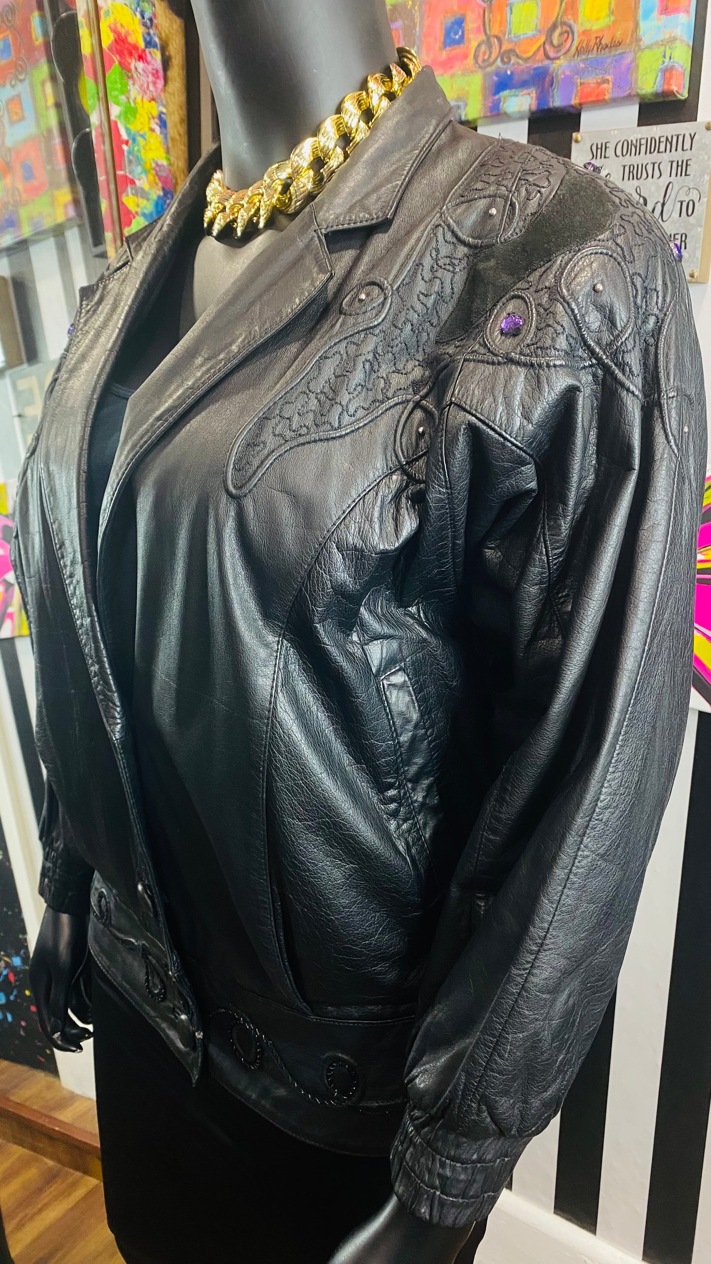 Vintage Genuine Leather Jewel jacket (18)
