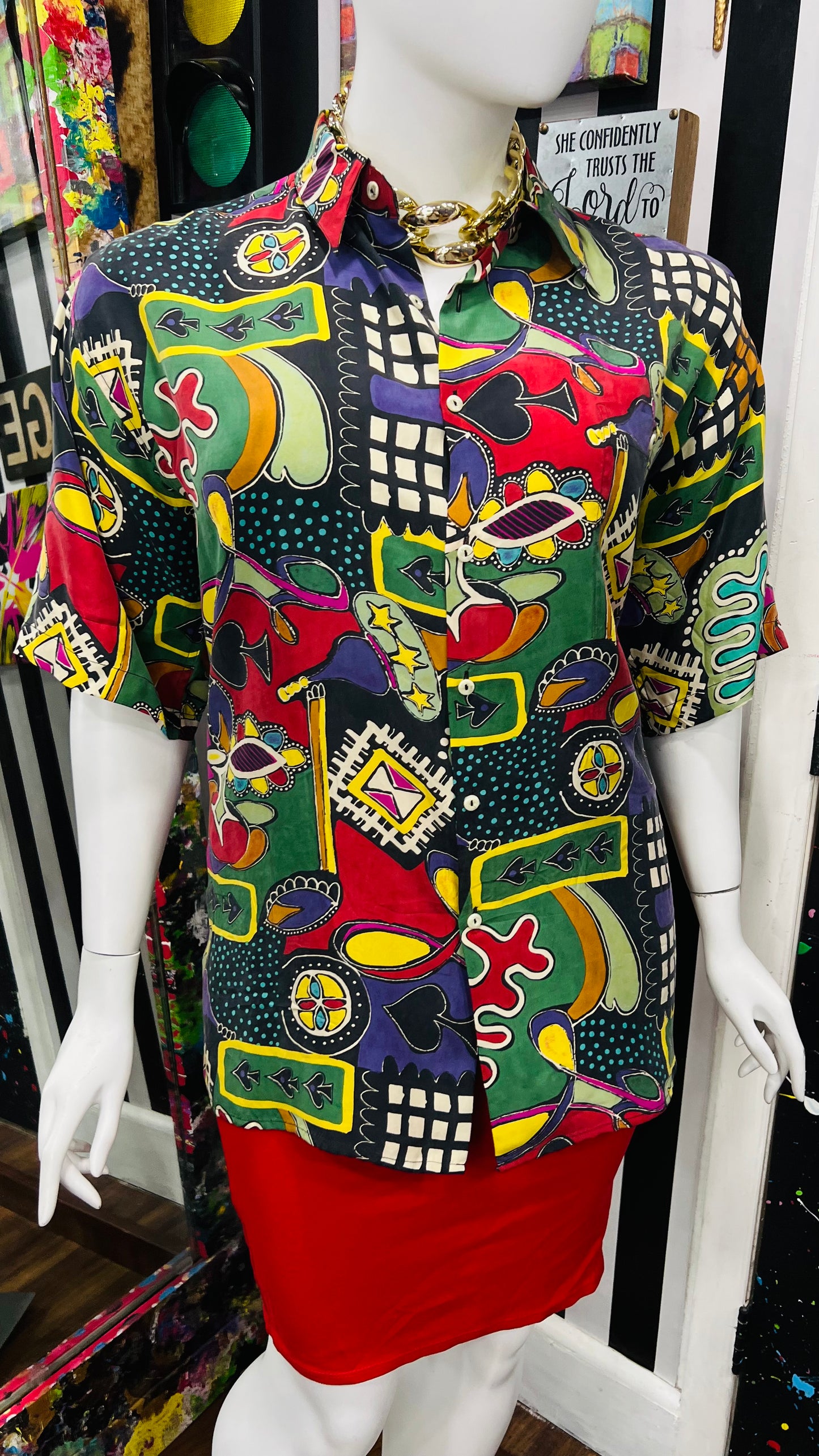 Vintage 100% Silk Funky Blouse (18)