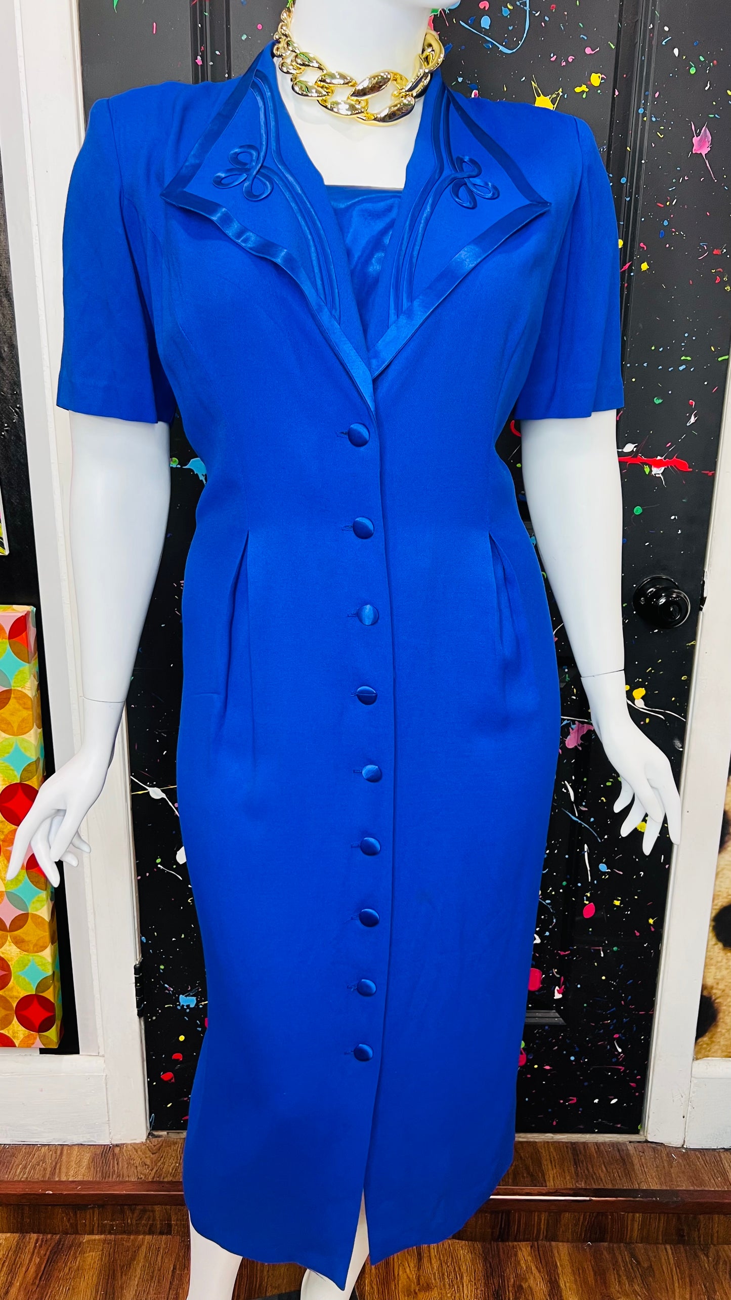 Vintage ‘Blues’ Statement Dress (20W)