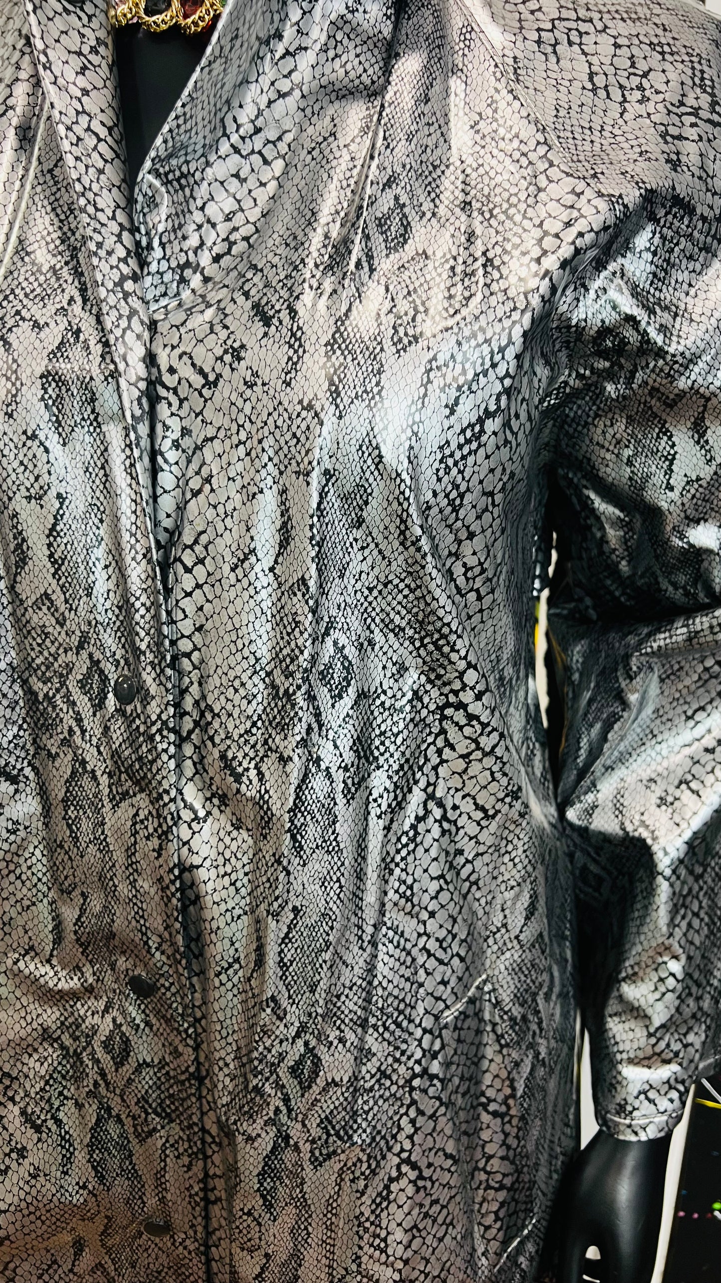 Vintage Trench Raincoat Faux Reptile Skin (16)