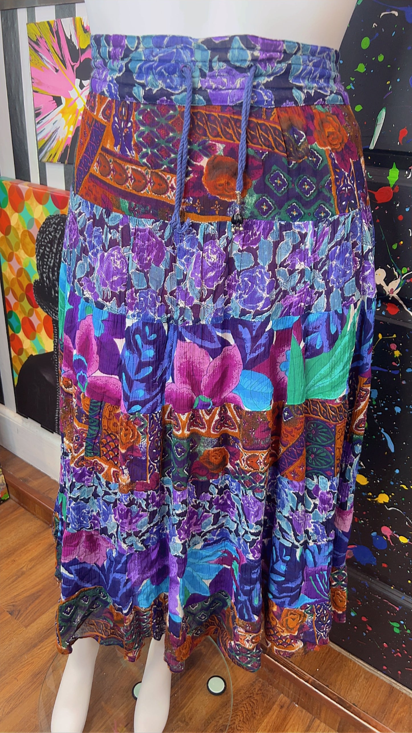 Vintage Rayon Drawstring Skirt (OS)