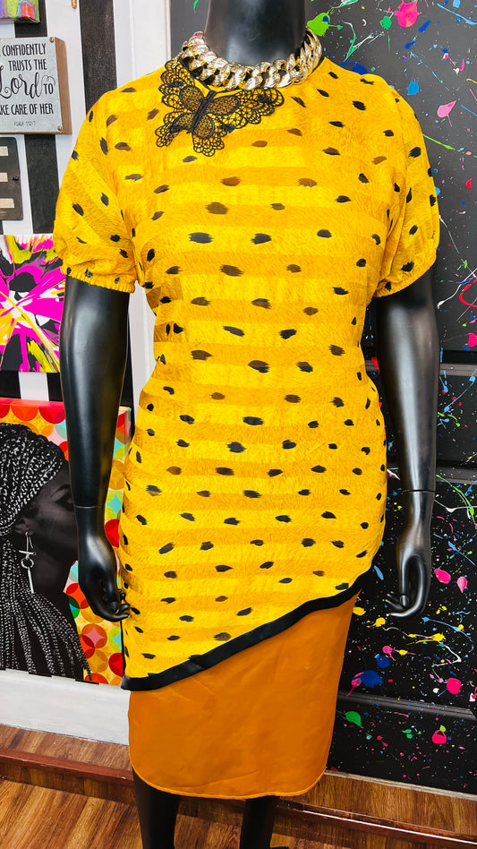 Vintage Yellow & Black Butterfly Dress (16)