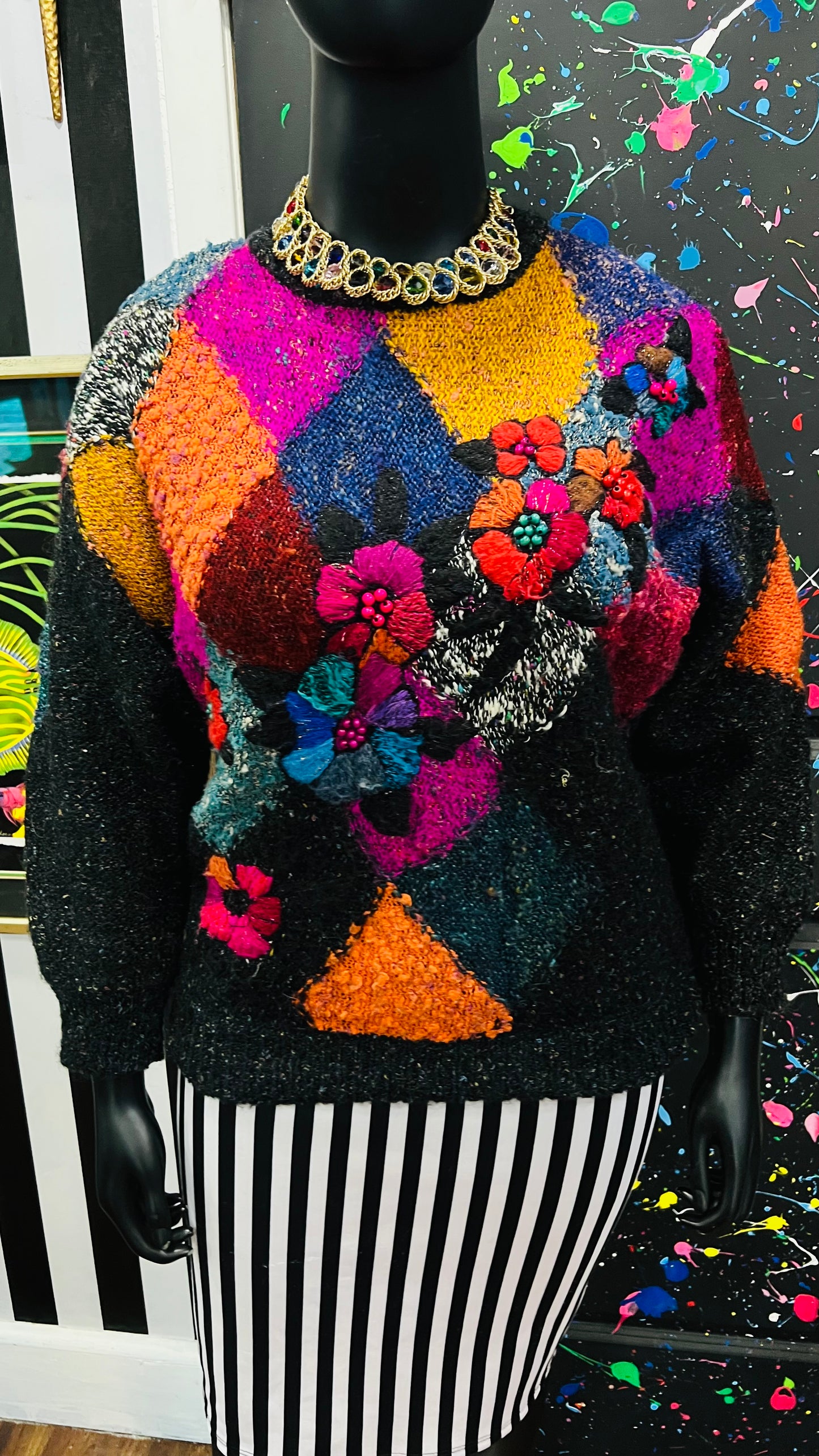 Vintage Acrylic & Wool Abstract Sweater (18)