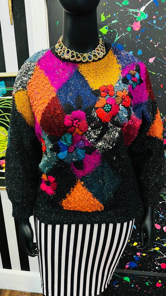 Vintage Acrylic & Wool Abstract Sweater (18)