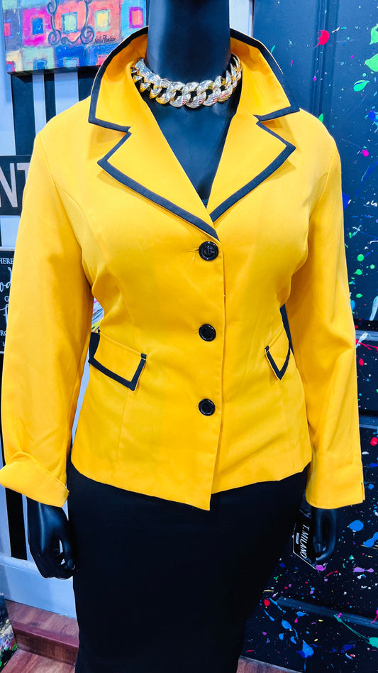 Vintage Yellow & Black Blazer (22W)