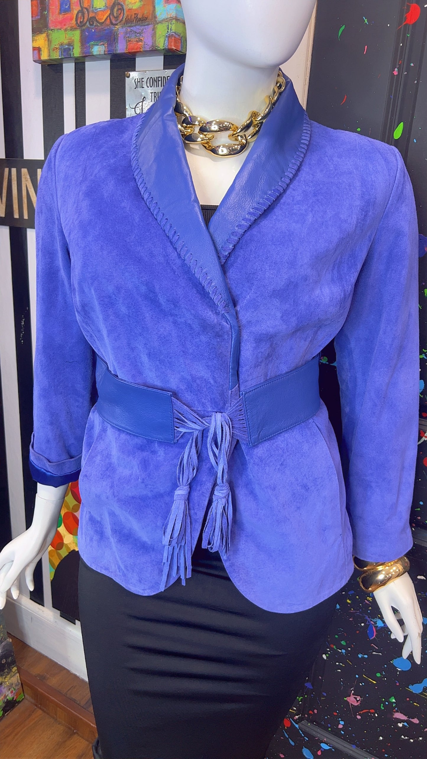 Vintage Suede Leather Jacket with Belt (18)