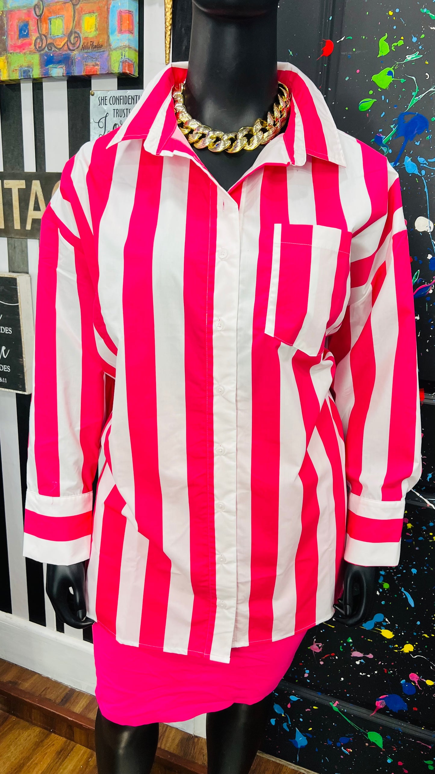 Pink & White Striped Blouse (24)