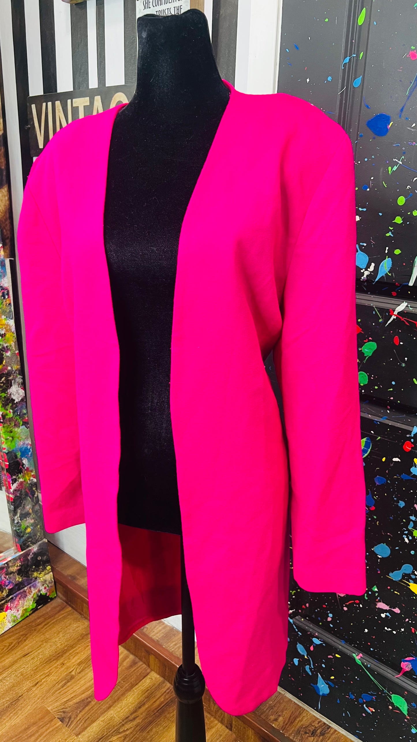 Vintage Open Fuchsia Midlength Blazer (18)