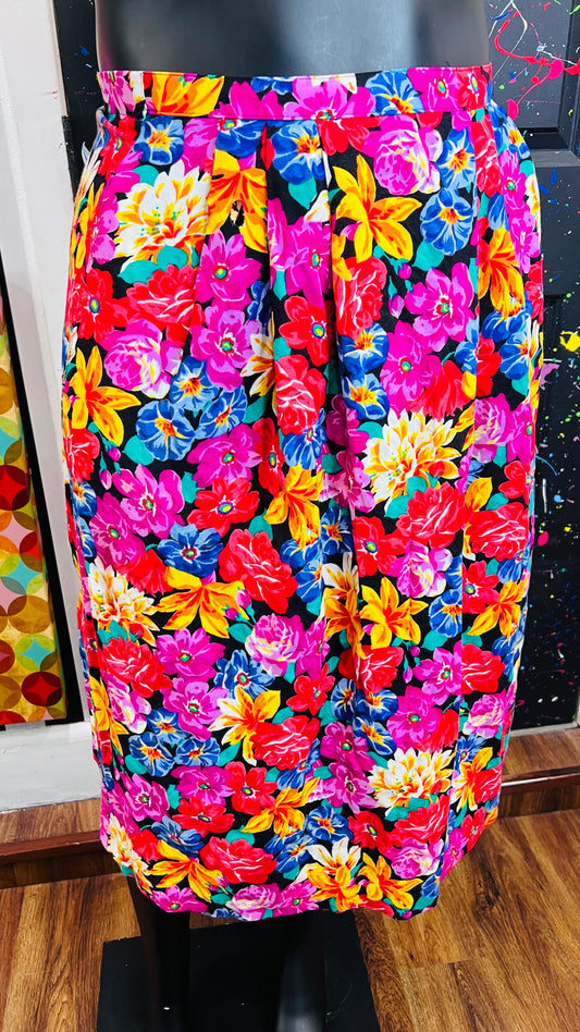 Vintage Rayon Floral Skirt (16)