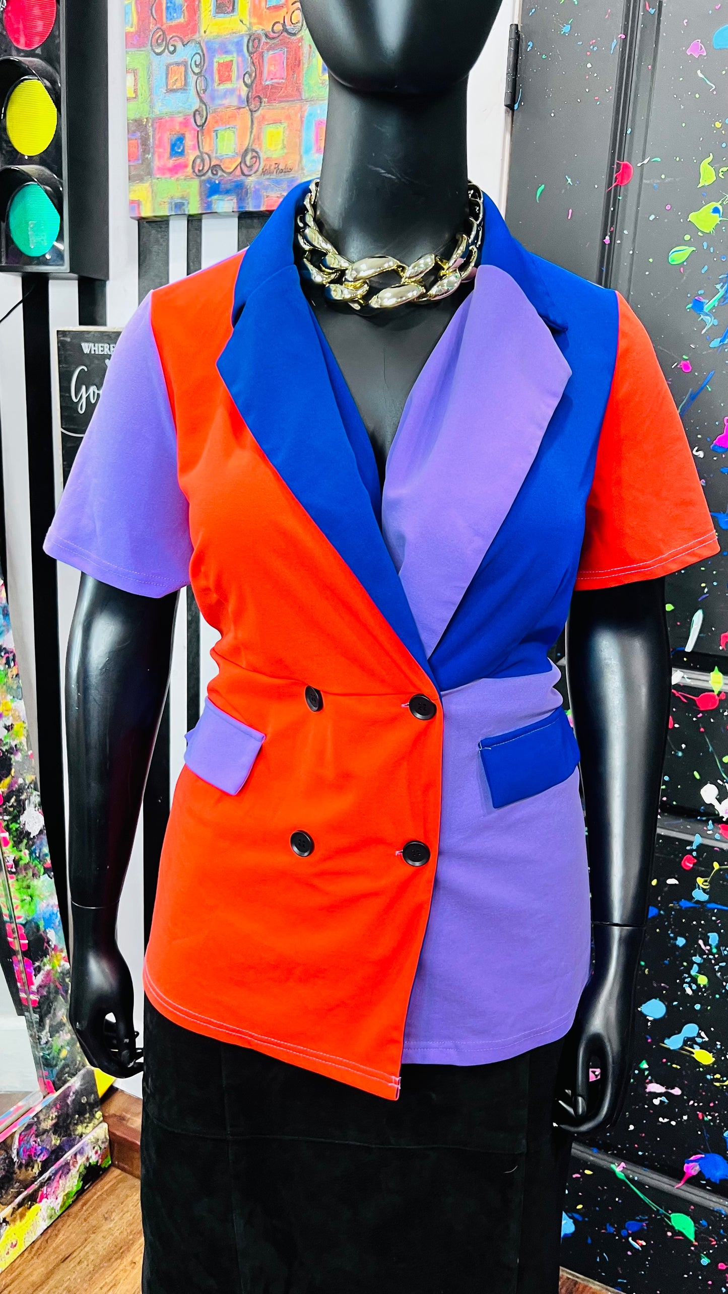 Color Block Blazer Blouse (18)