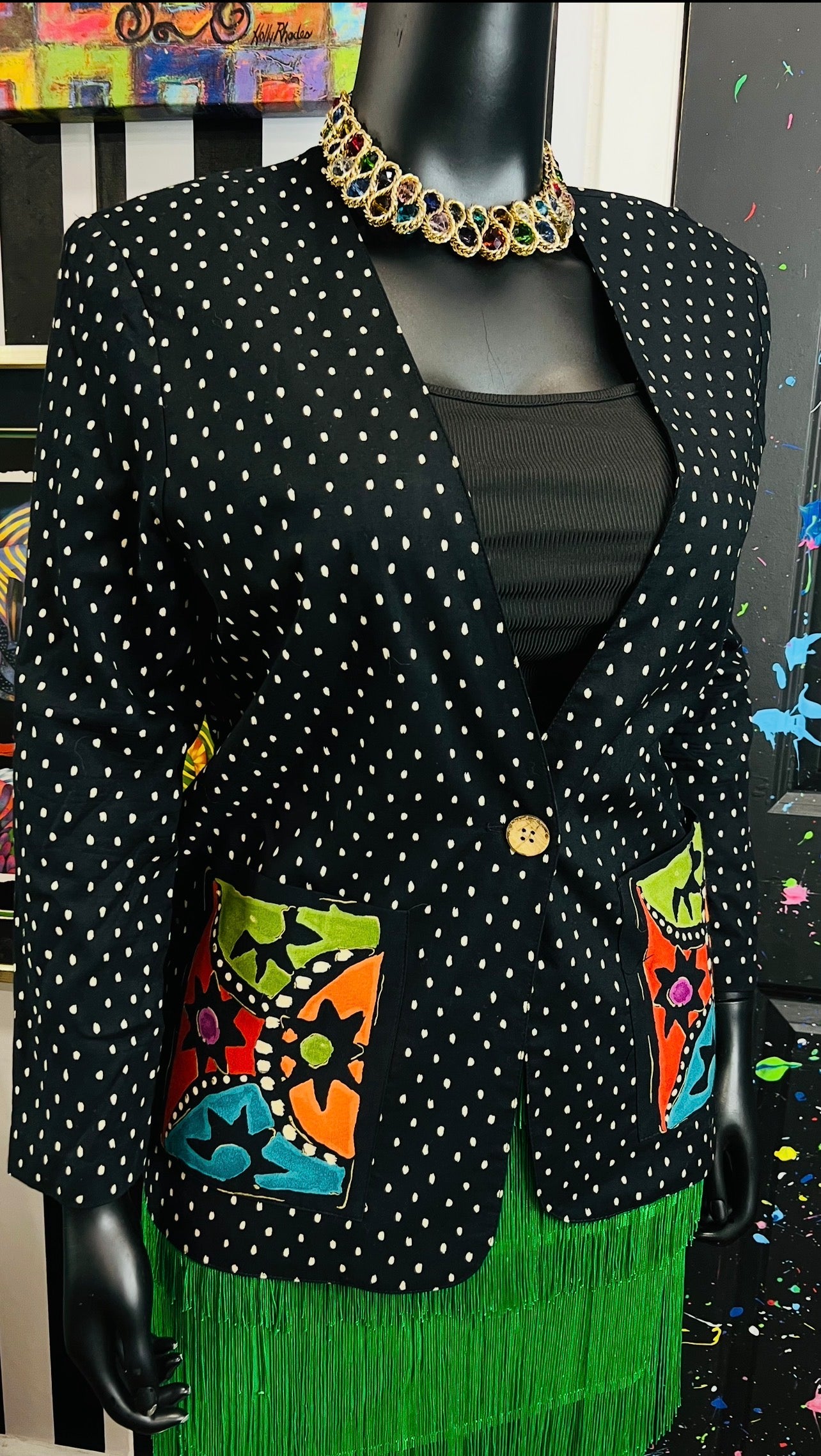 Vintage Polka Dot Abstract Blazer (12)