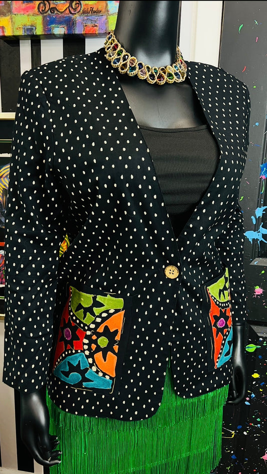 Vintage Polka Dot Abstract Blazer (12)