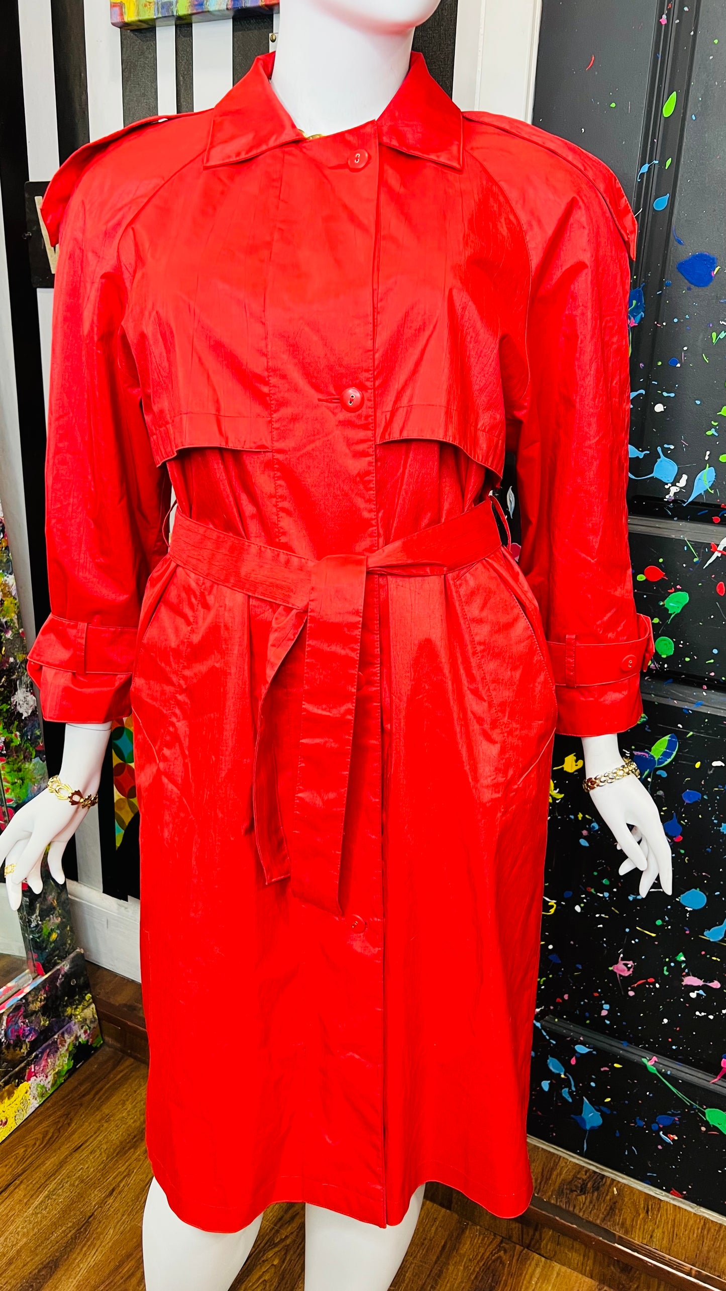 Vintage Red Rain Trench Coat (14)