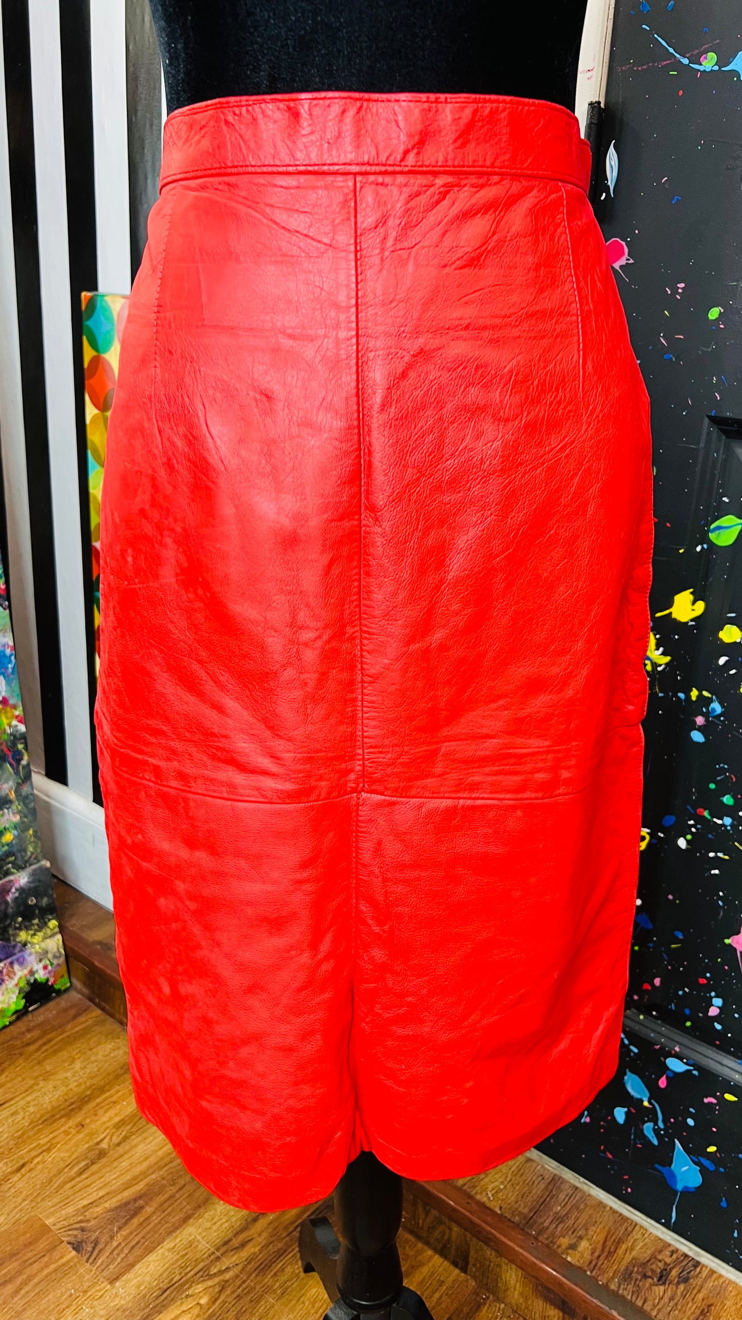 Vintage Red Leather Skirt (16)