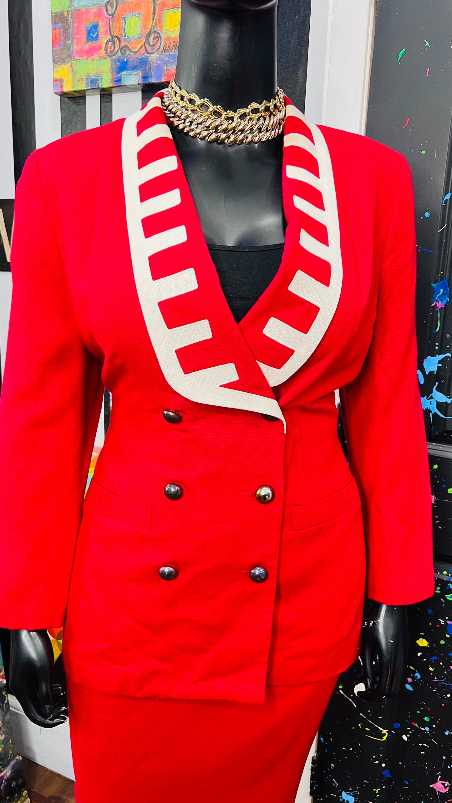 Vintage Red & Black 80’s Suit (16)