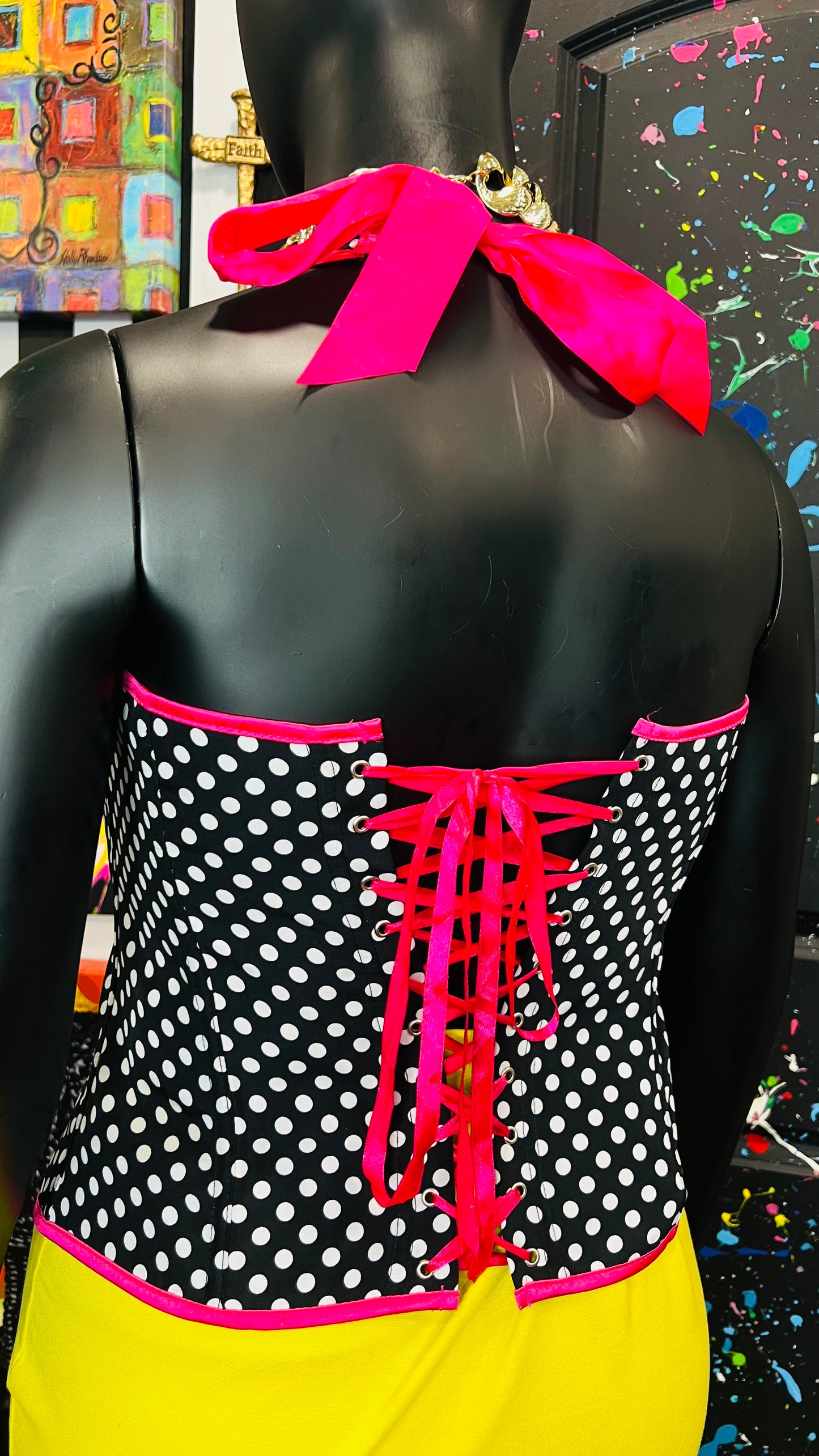 Black & White Polka Dot Bustier (OS)