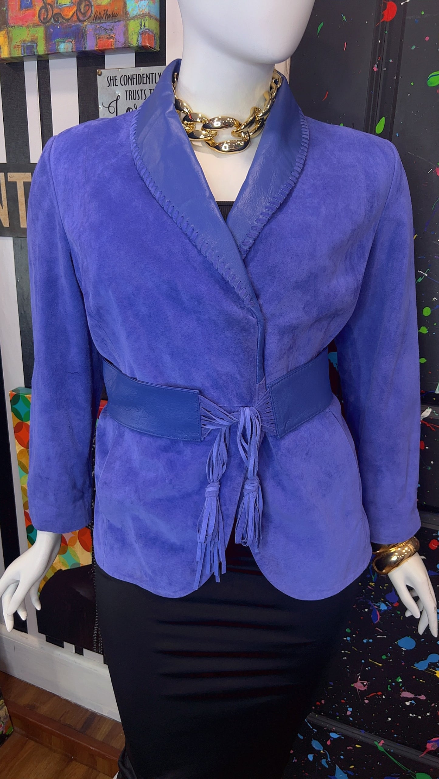 Vintage Suede Leather Jacket with Belt (18)