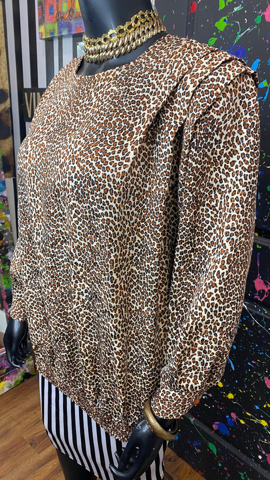 Vintage Animal Print Batwing Blouse (16W)