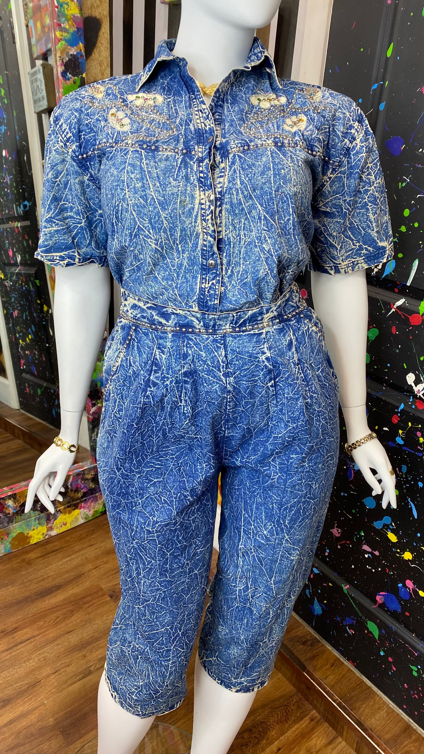 Vintage Stone Wash Denim Gaucho Set (18)