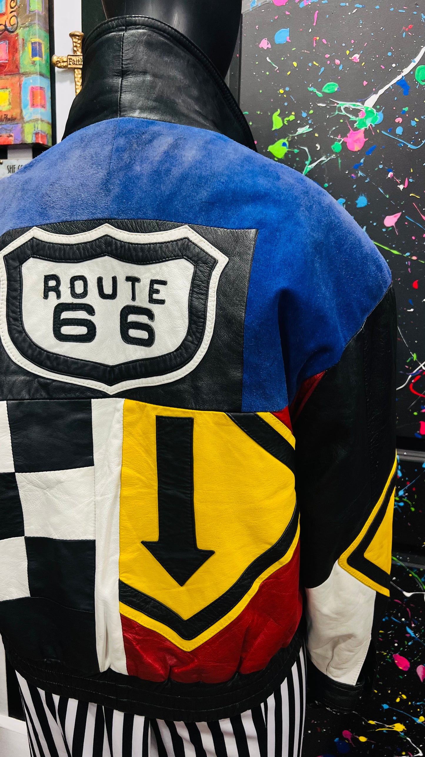 Vintage Genuine Leather & Suede Road Sign Jacket (22) *KC