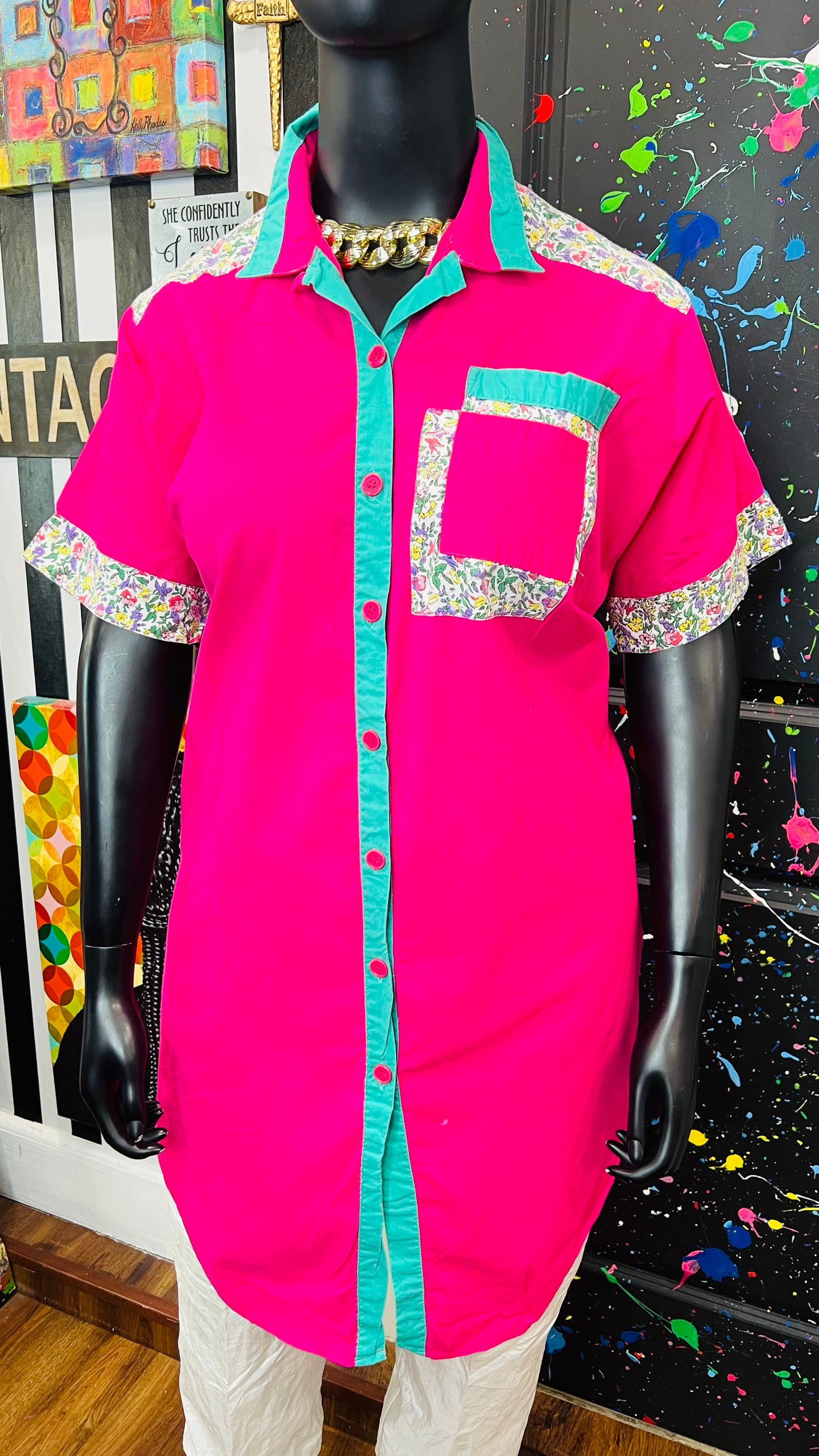 Vintage Cotton Pink & Floral Blouse (26)