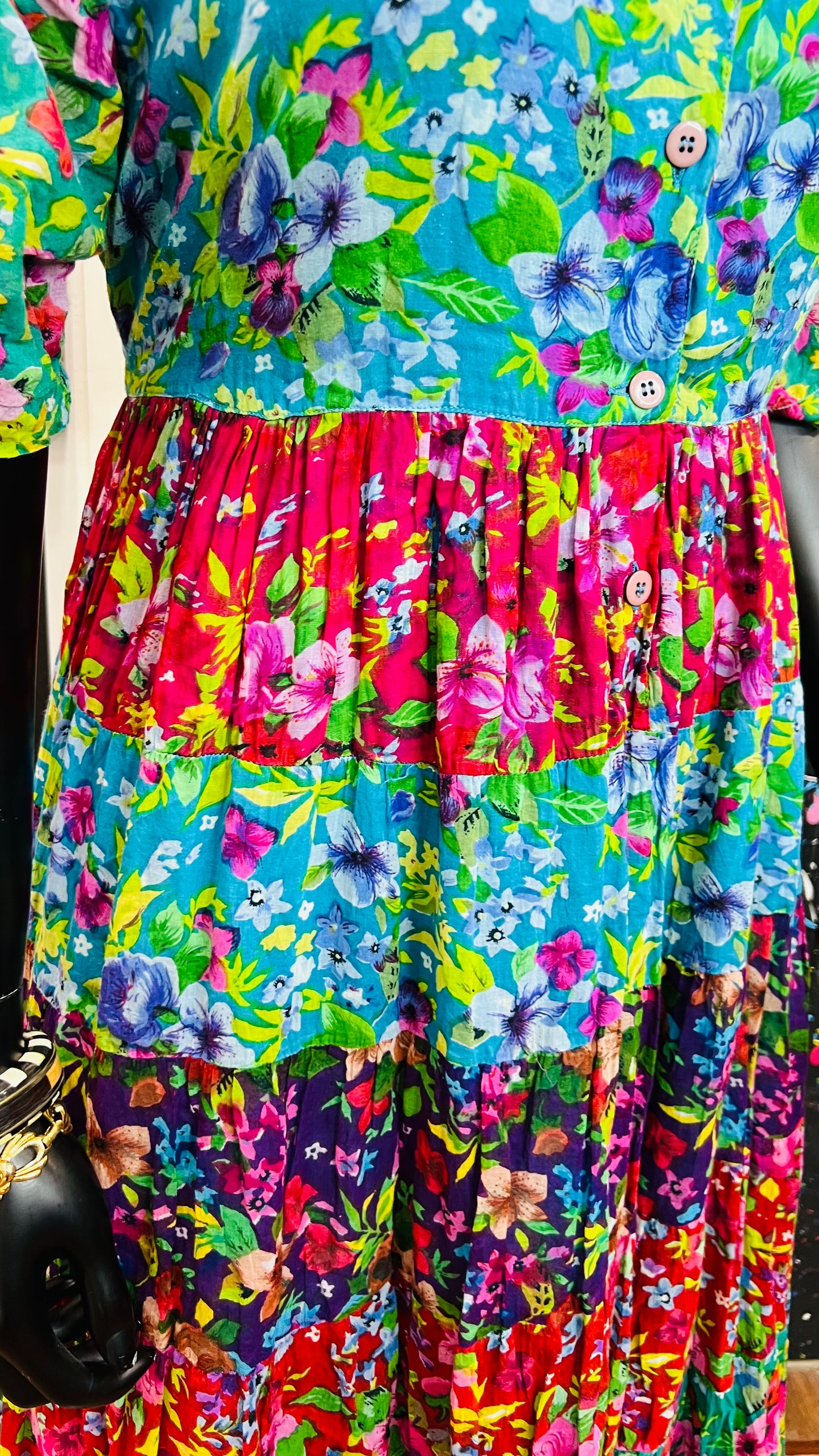 Vintage Rayon Mix Print Dress