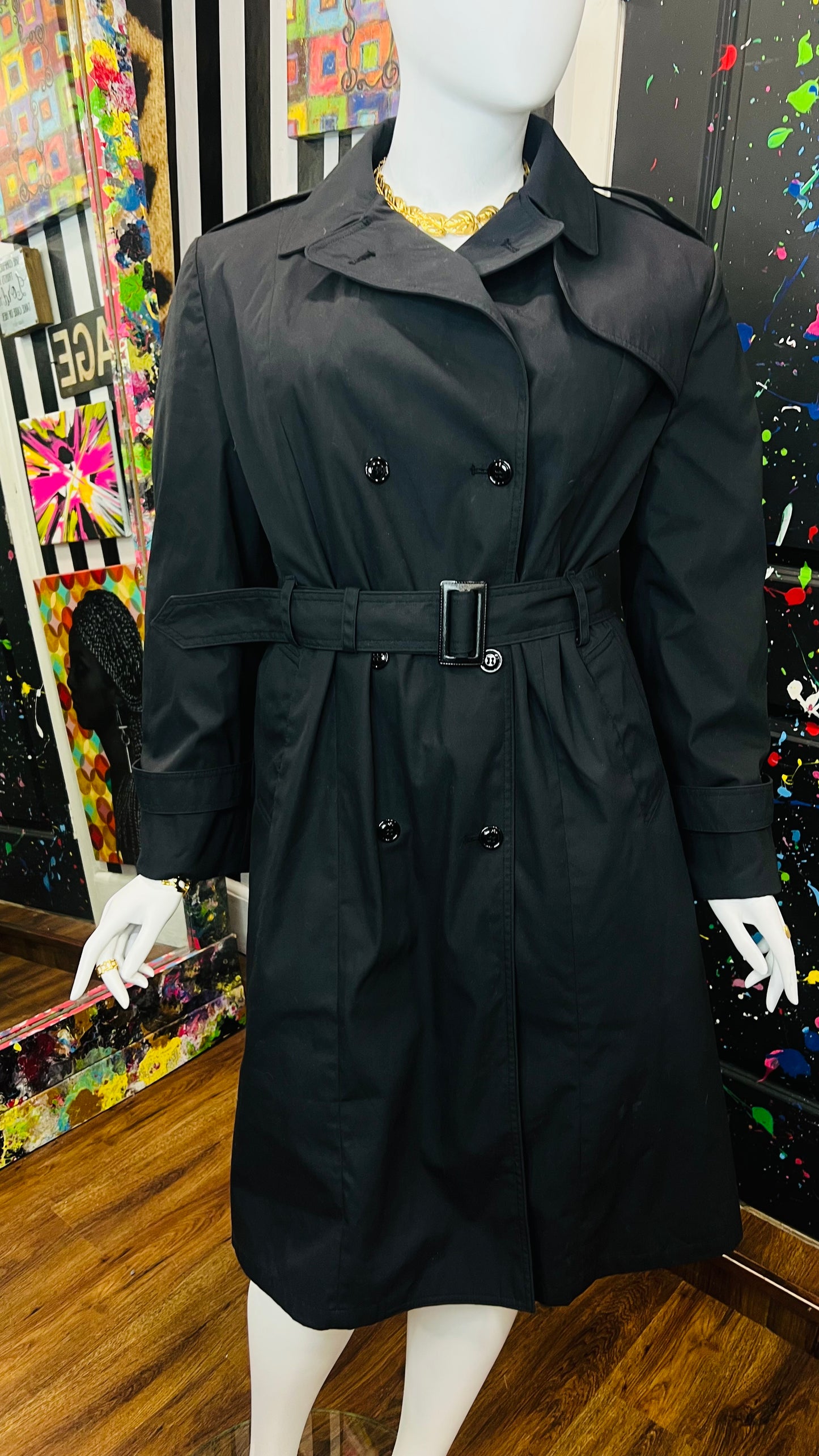 Vintage Black Trench Coat (22)