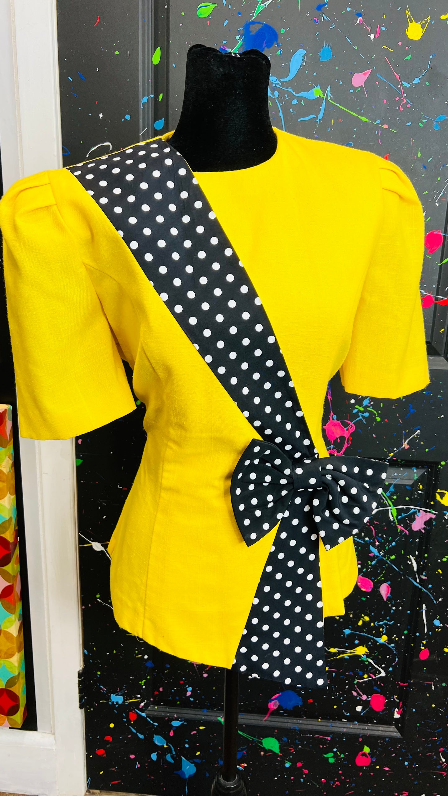 Vintage Polka Dot & Yellow Blouse (12)