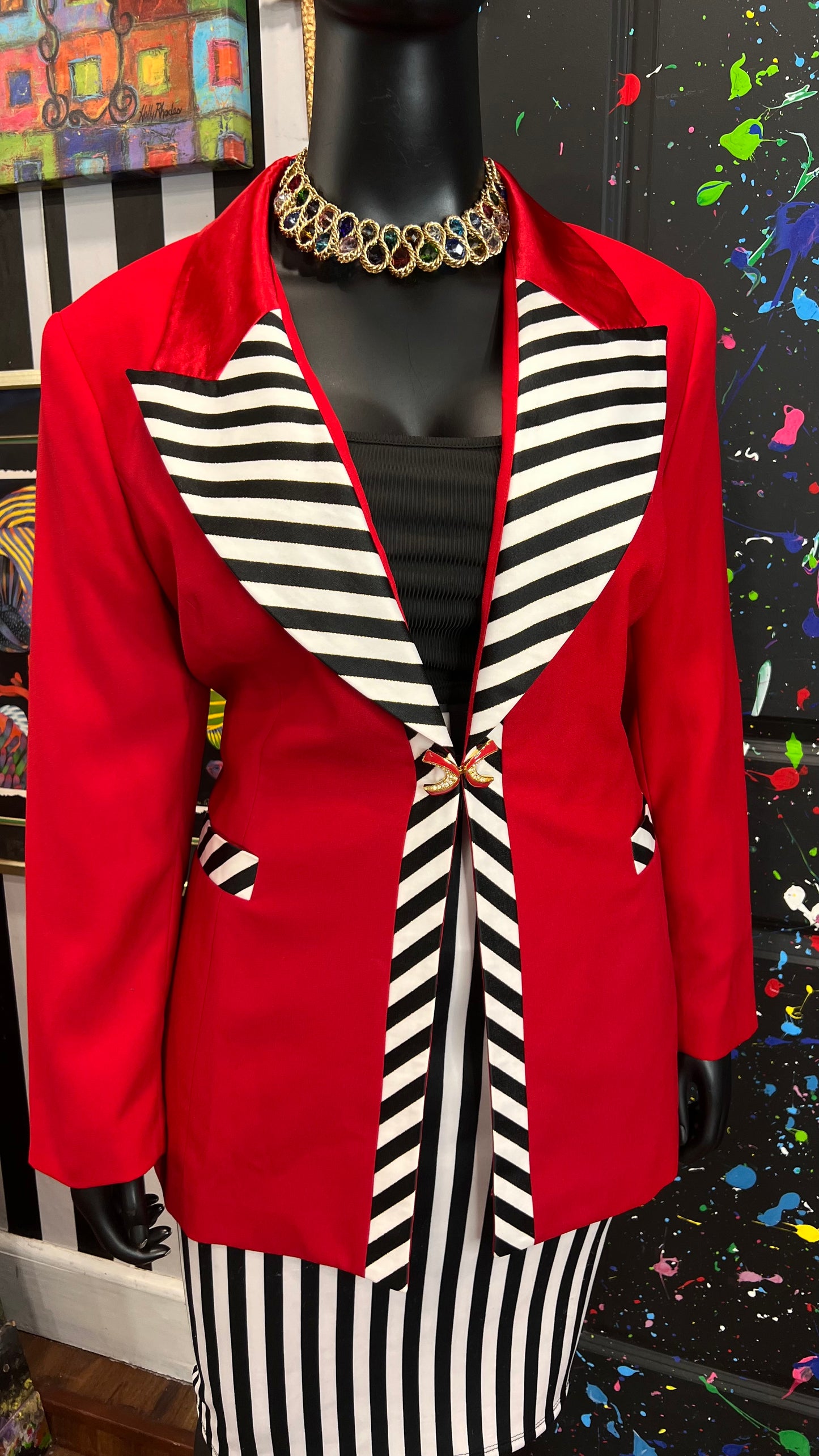 Vintage Red & Striped Blazer (22)