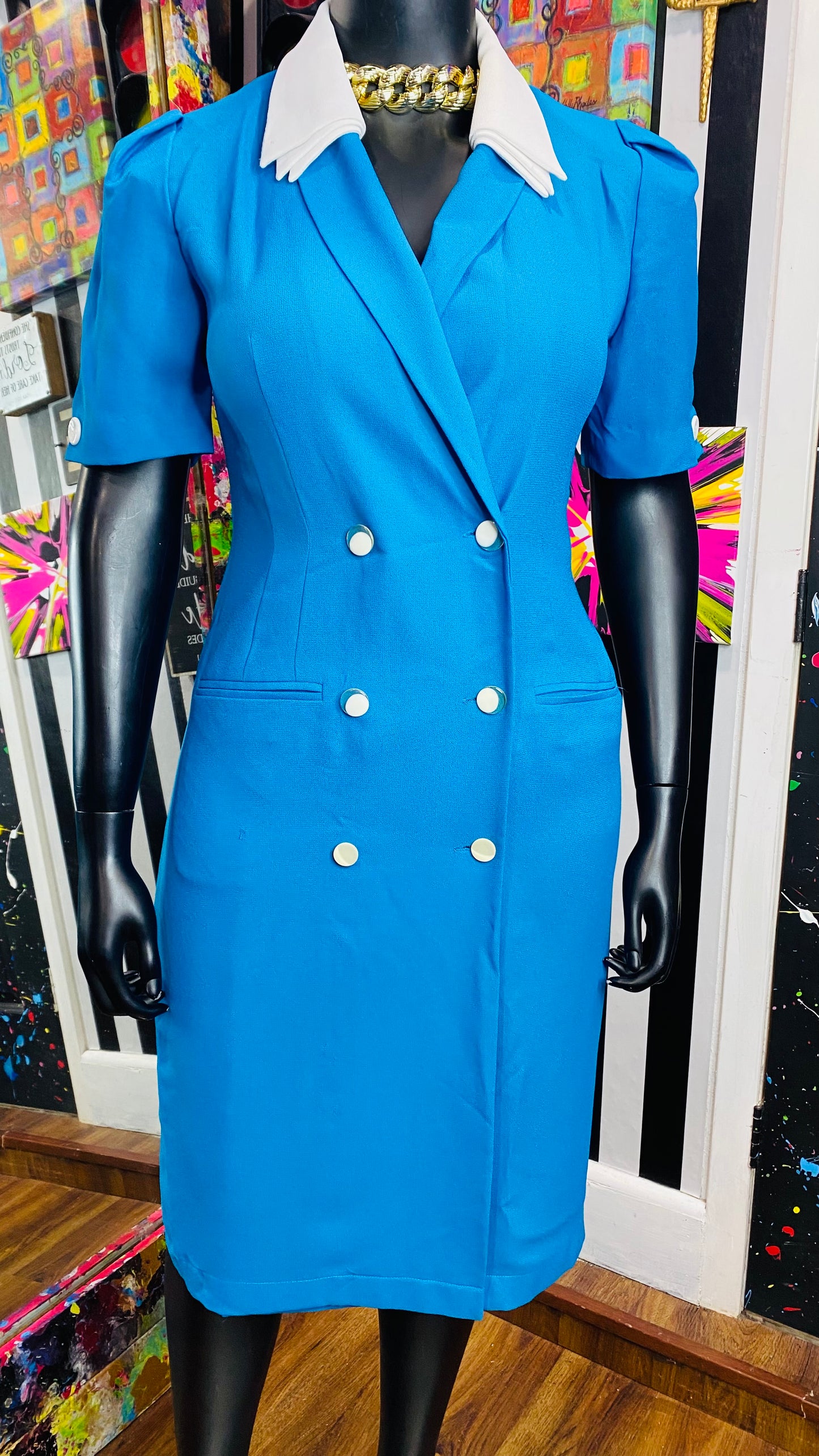 Vintage Blue Blazer Dress (12)