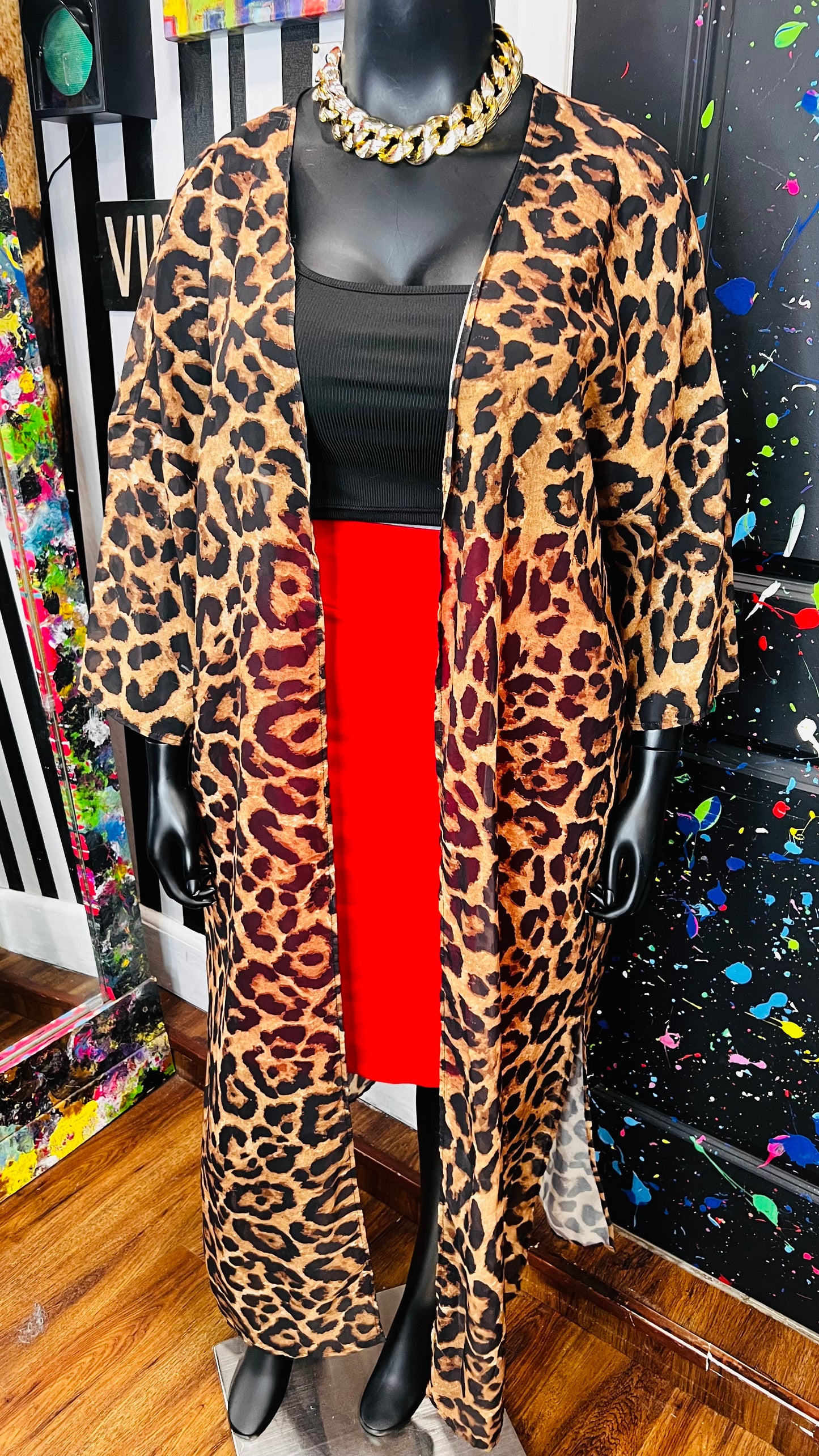 Semi Sheer Animal Print Duster (OS)