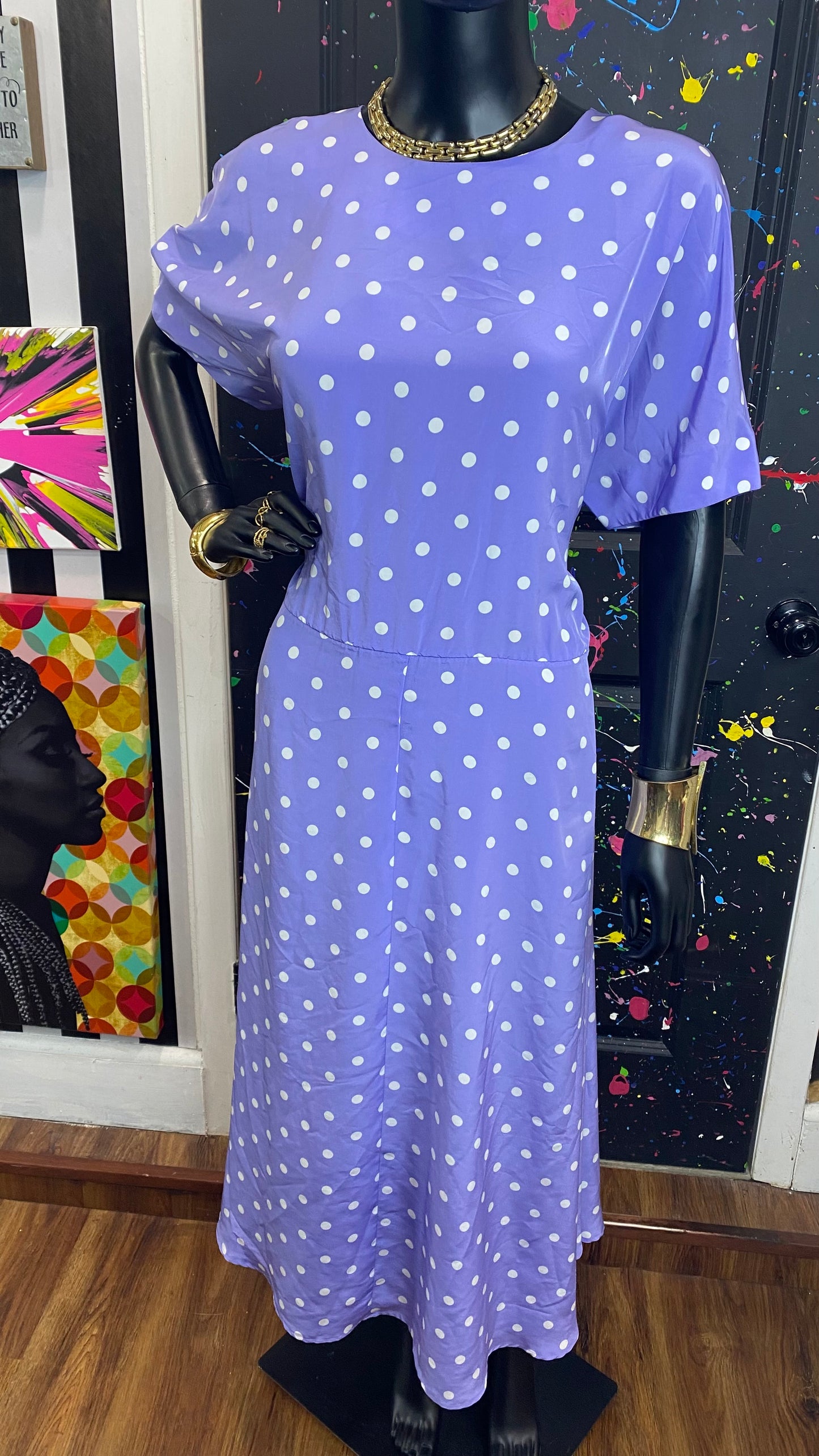 Vintage Purple & White Polka Dot Dress (14)