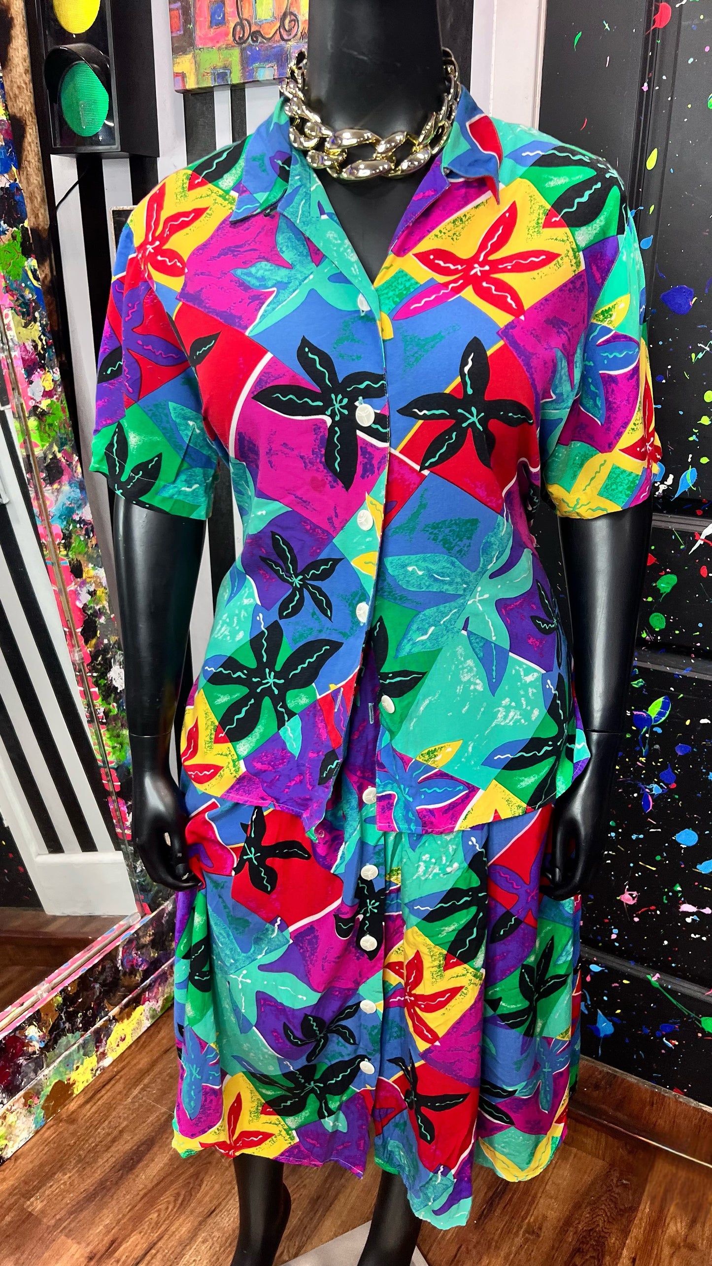 Vintage Rayon Skirt Set (16/18) *KC