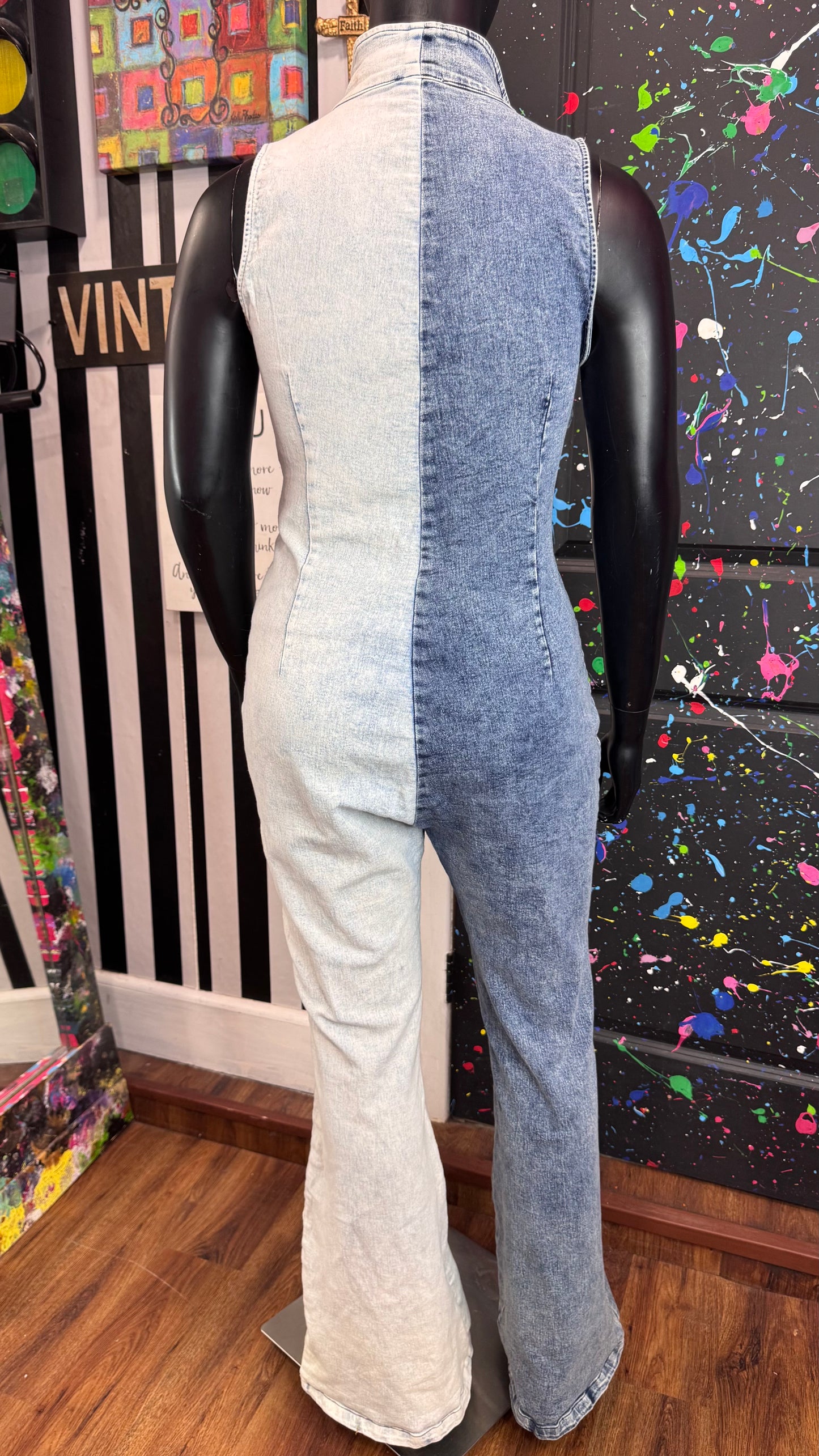 Vintage Inspired Bell Bottom Jumpsuit -Good Stretch (16/18) *KC