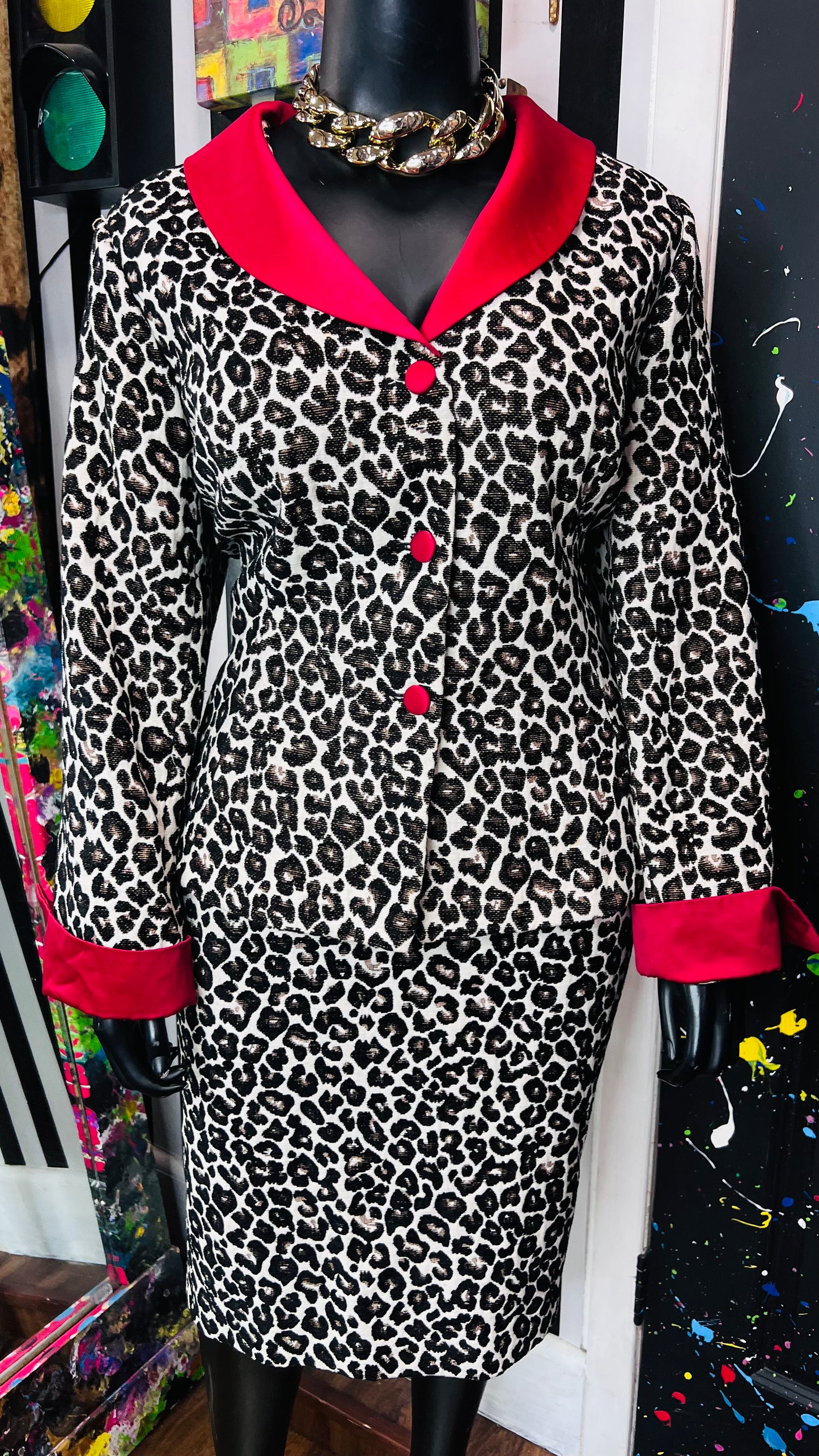 Vintage Cheetah Print Skirt Suit (22W)