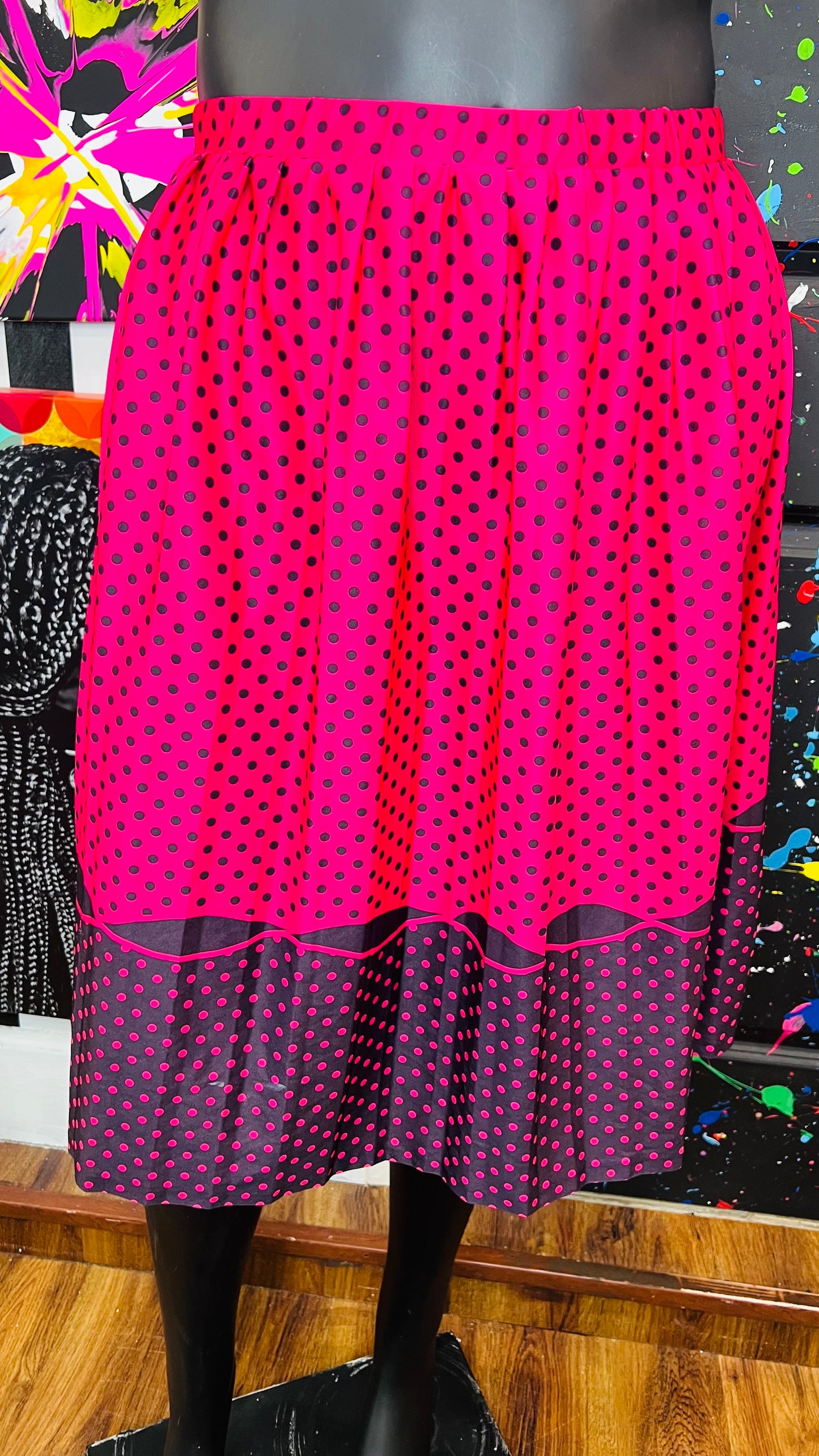 Vintage Pink & Black Polka Dot Skirt (16)