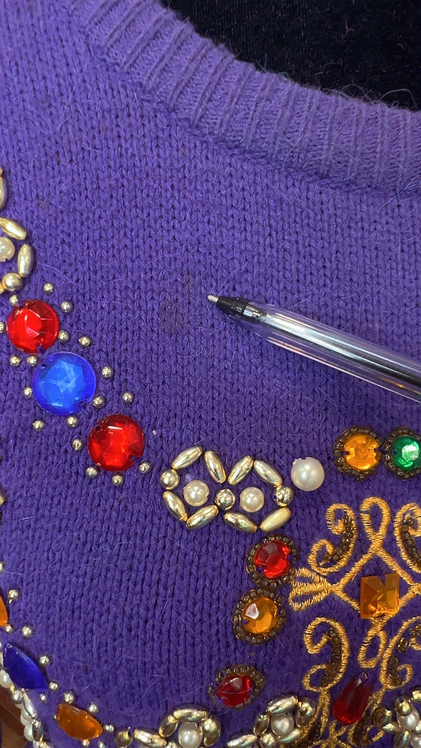 Vintage Jeweled Purple Sweater (14)