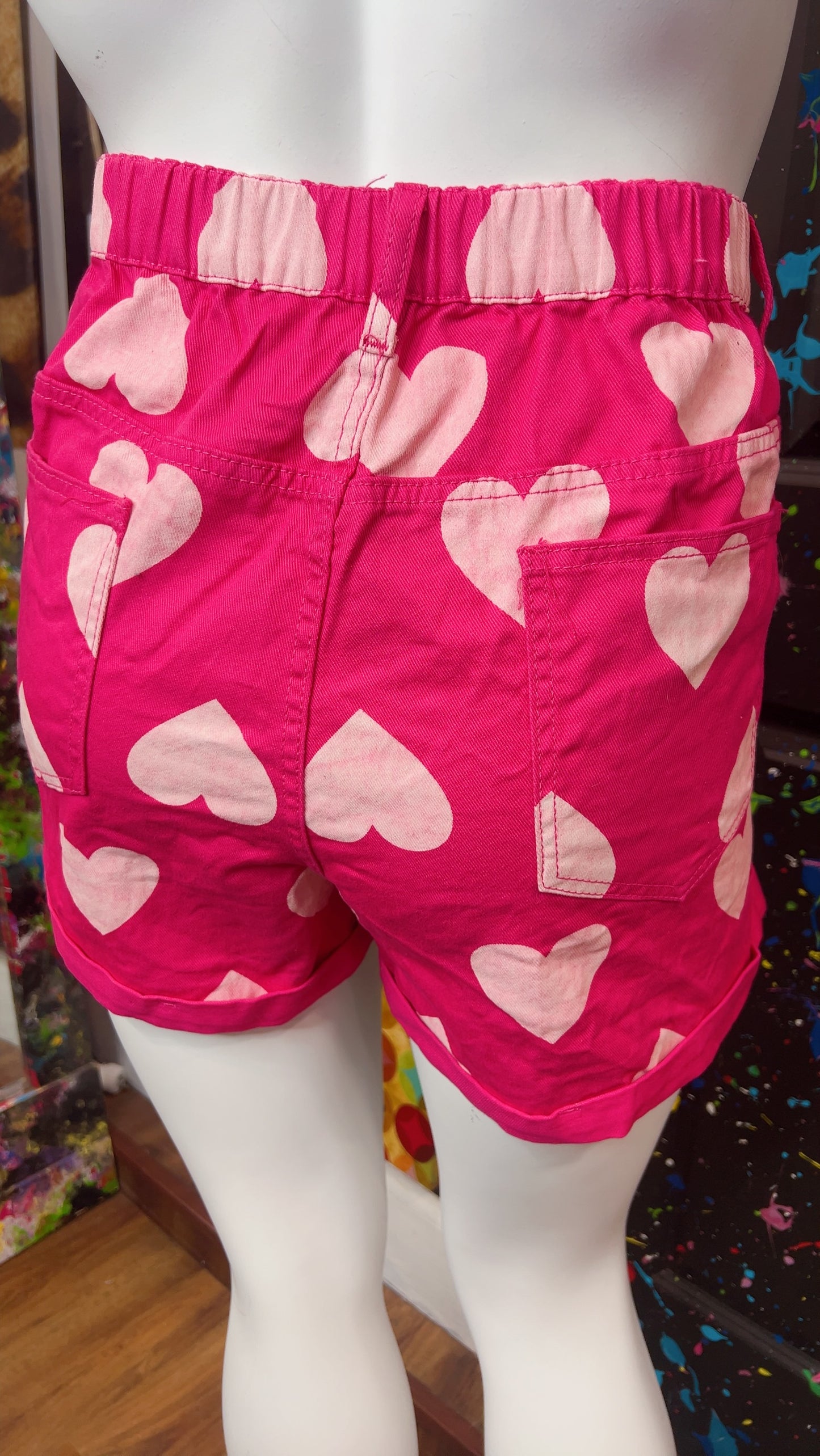 Denim Pink Heart Shorts (20)