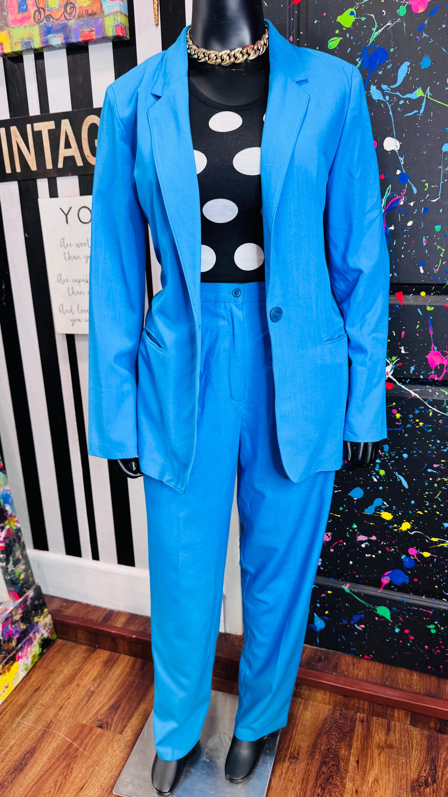 Vintage Blue Power Pants Suit (16T)